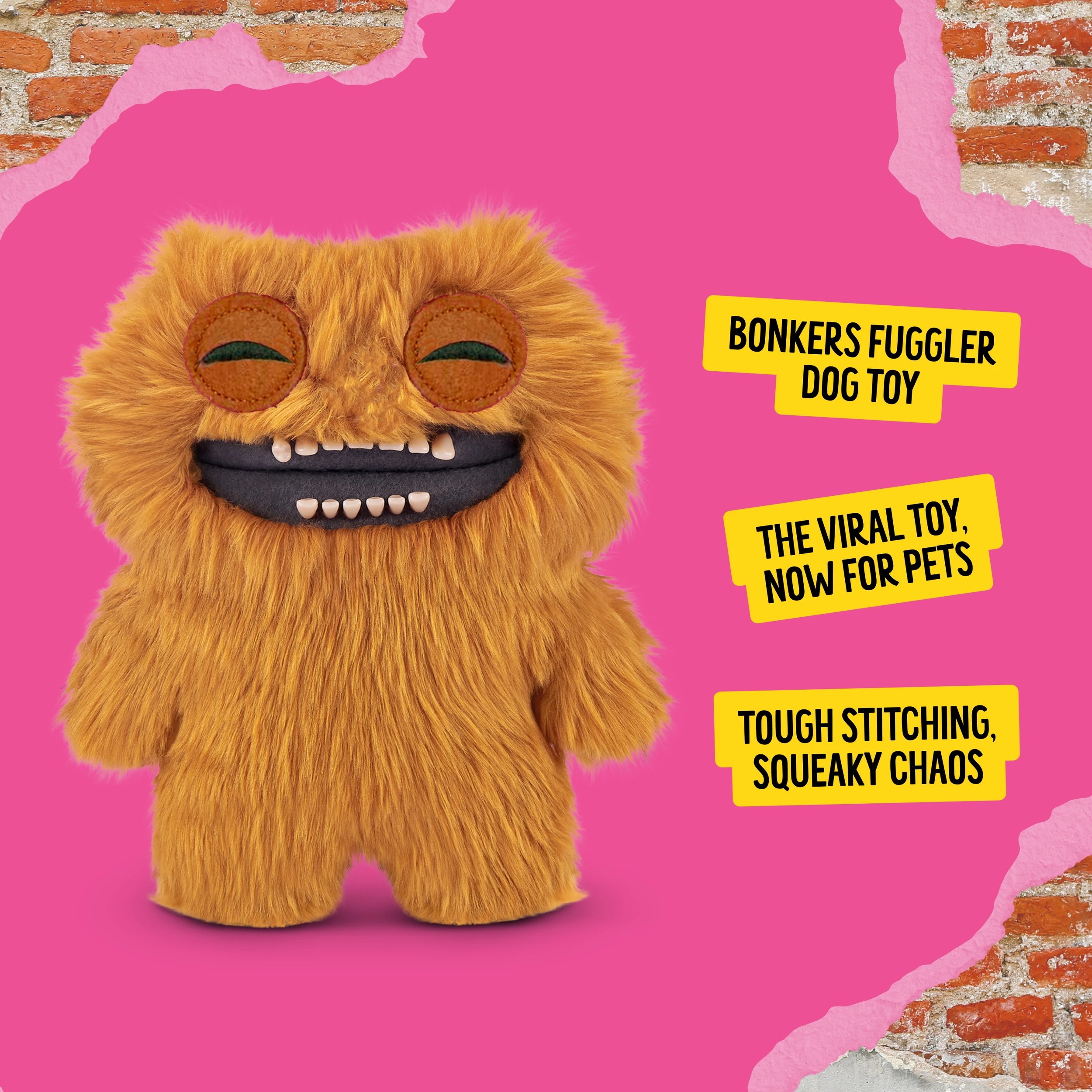 2 20cm BONKERS ZURU Fuggler Count Underoo Mcgoo Squeaky and Plush Dog Toy, 2 of 5