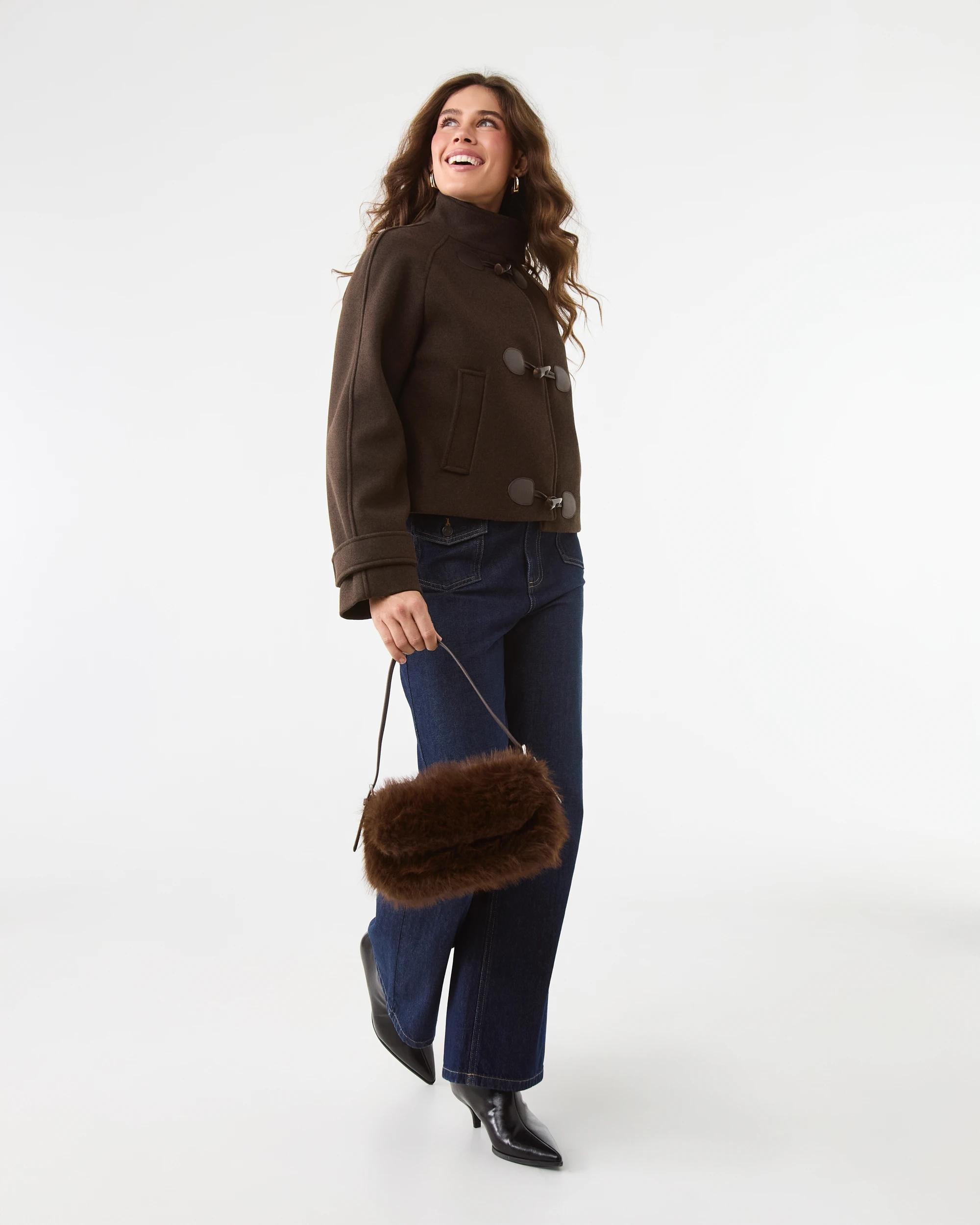 8 Faux Fur Shoulder Bag Chocolate, 8 of 9