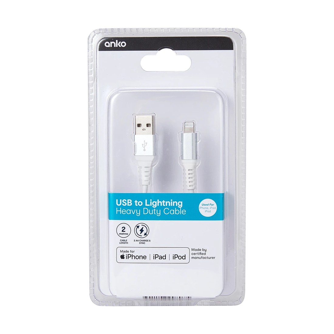 4 USB to Lightning Heavy Duty Cable - 2m, 4 of 4