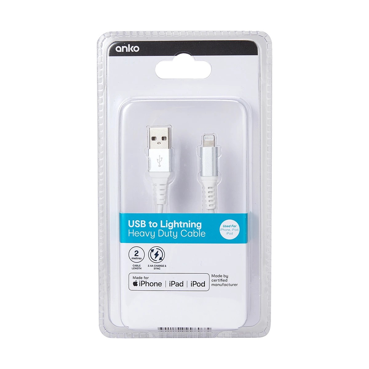 4 USB to Lightning Heavy Duty Cable - 2m, 4 of 4