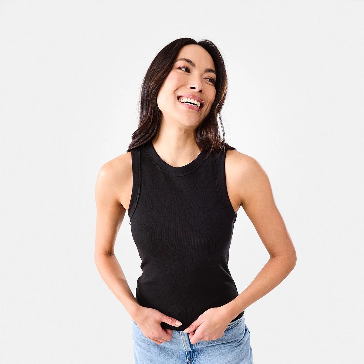 1 Sleeveless Rib Tank Black, 1 of 5
