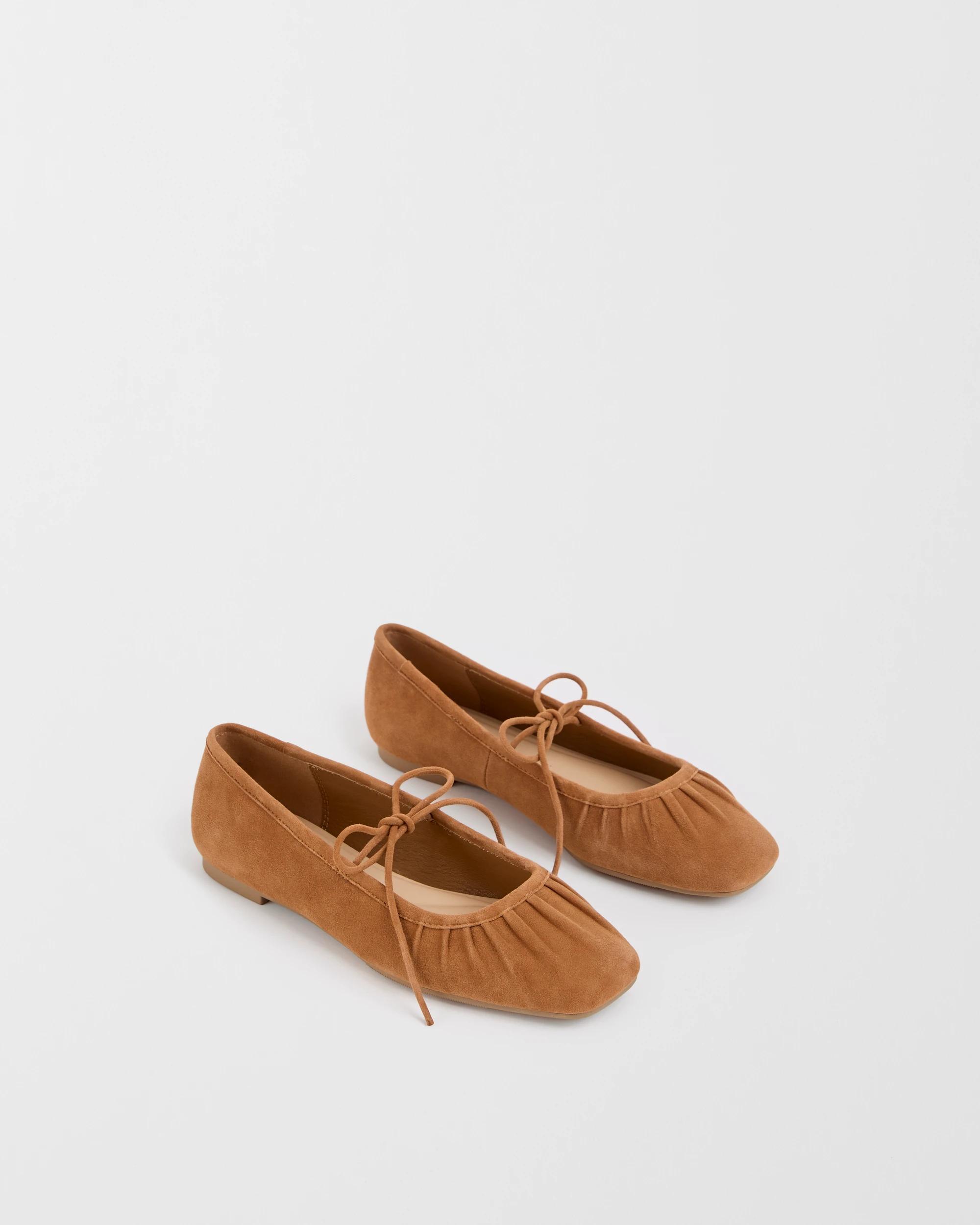 2 Target Woman Genuine Suede Leather Gathered Ballet Flat - Lily TAN SUEDE, 2 of 5