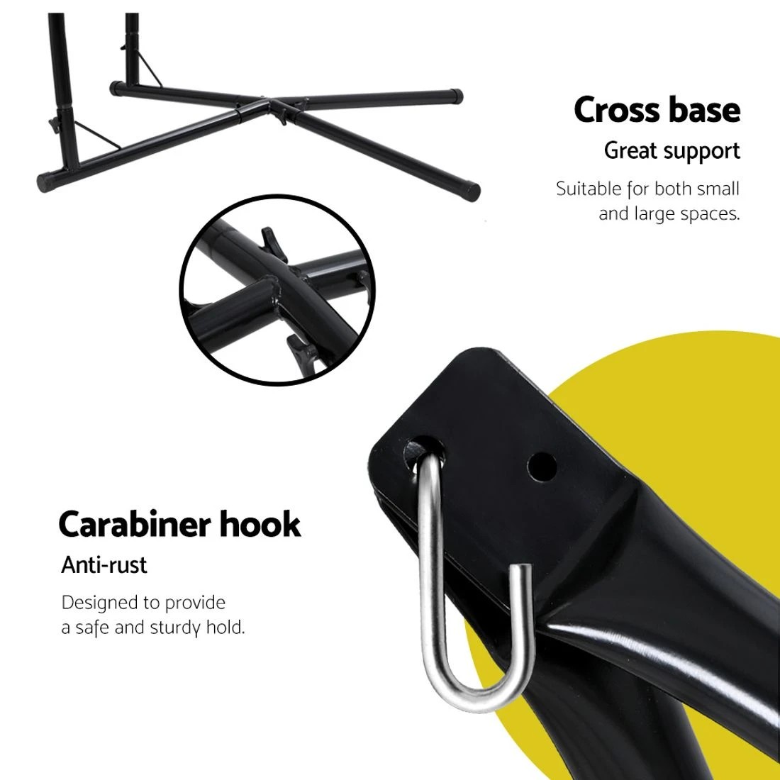 5 Gardeon Hammock Chair with Steel Stand Armrest Outdoor Hanging Cream - Multi, 5 of 6