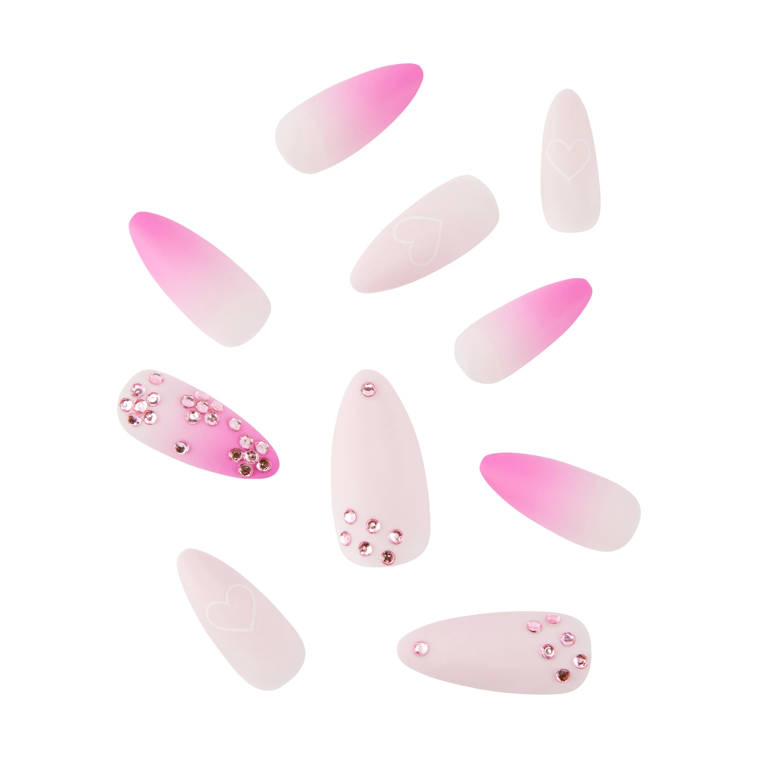 2 OXX Cosmetics 24 Pack Artificial Nails with Adhesive - Pointed Stiletto Shape, Gem Hearts, 2 of 4