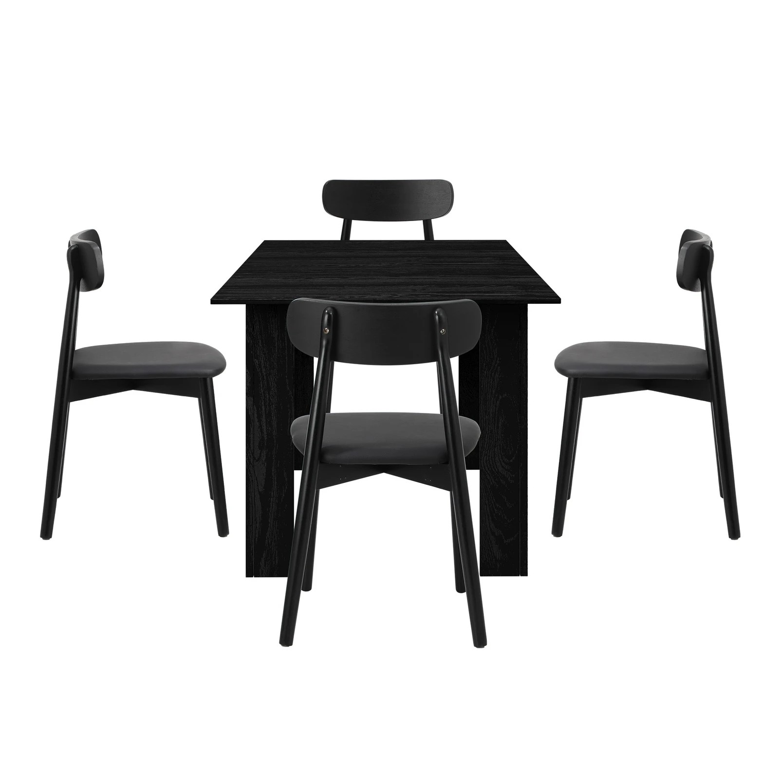 9 Oikiture 160cm Extendable Dining Table with 4x Dining Chairs PU Leather - Black, 9 of 9