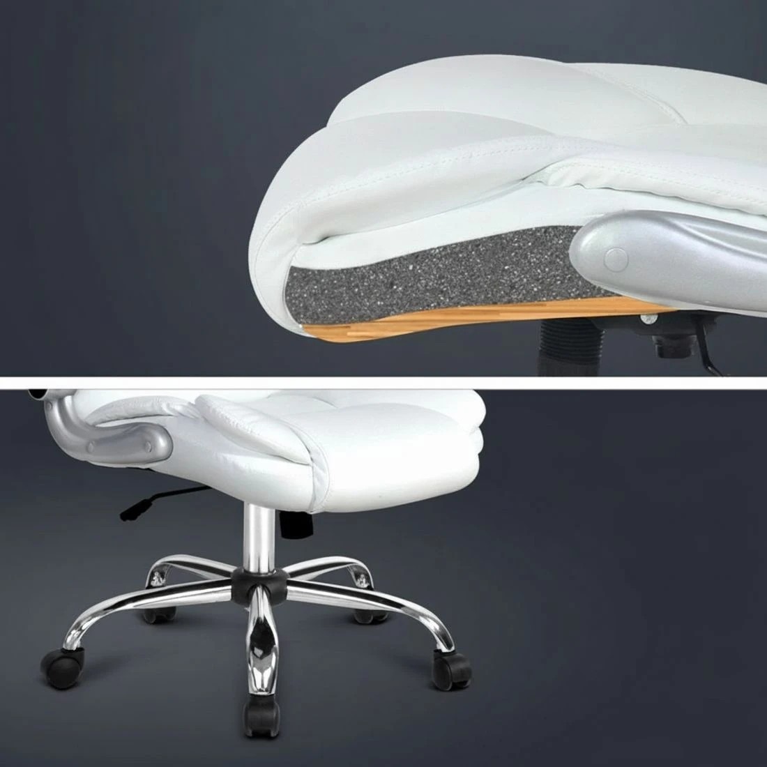 7 Artiss Executive Office Chair Leather Tilt - White, 7 of 9