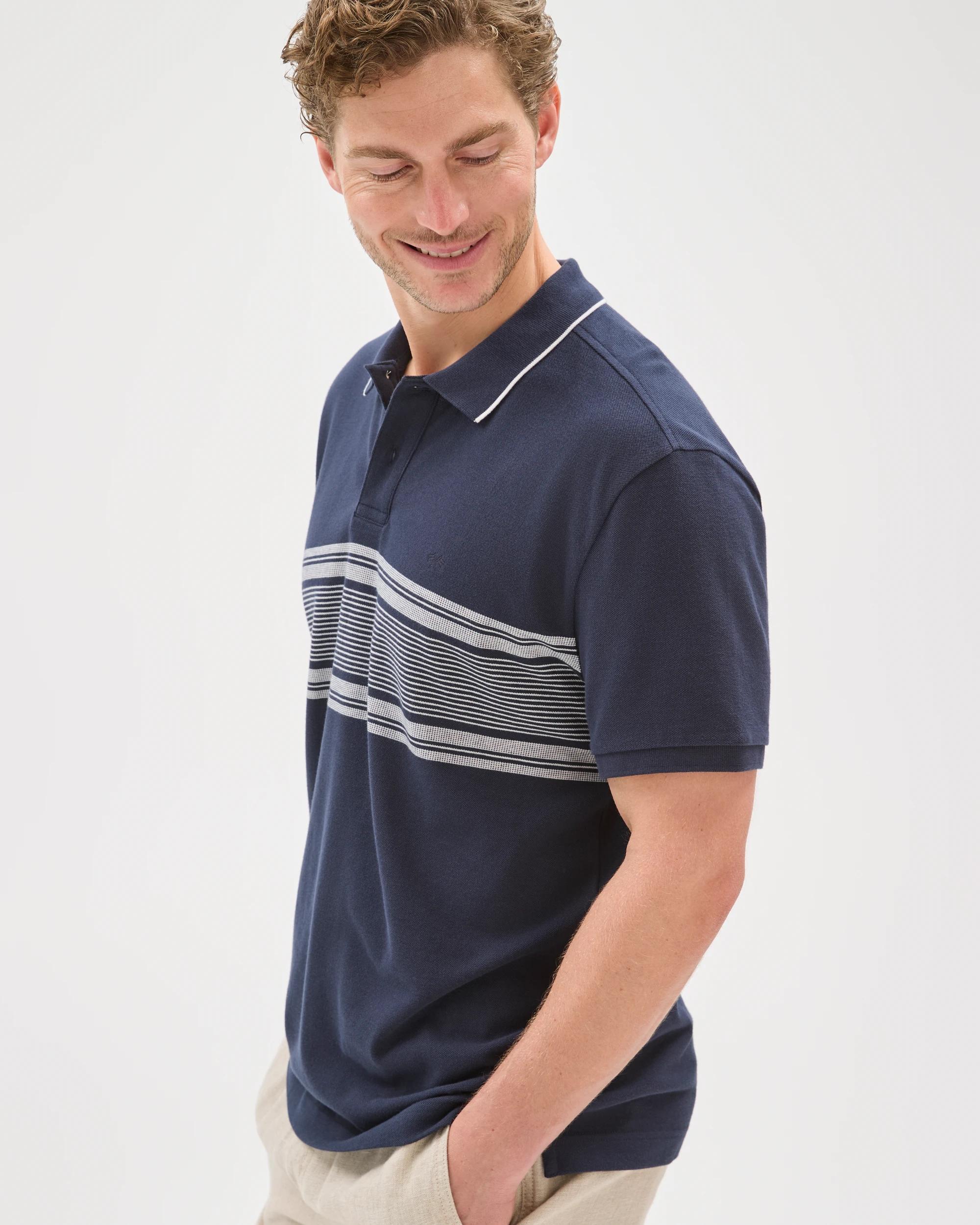 7 Target Man Australian Cotton Panelled Polo Top NAVY, 7 of 7