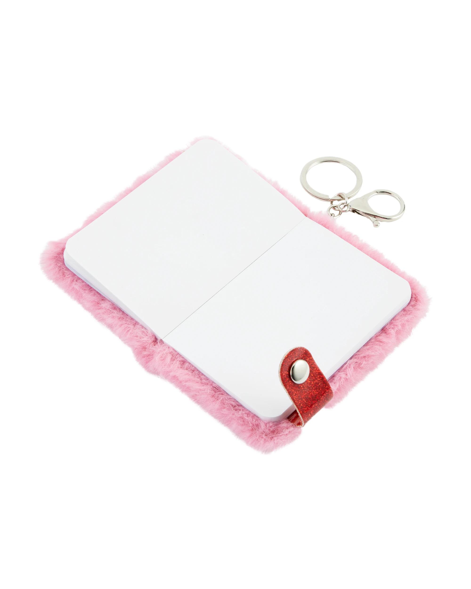 3 Fluffy Book Charm Keyring - Silver Tone and Pink Pink, 3 of 5