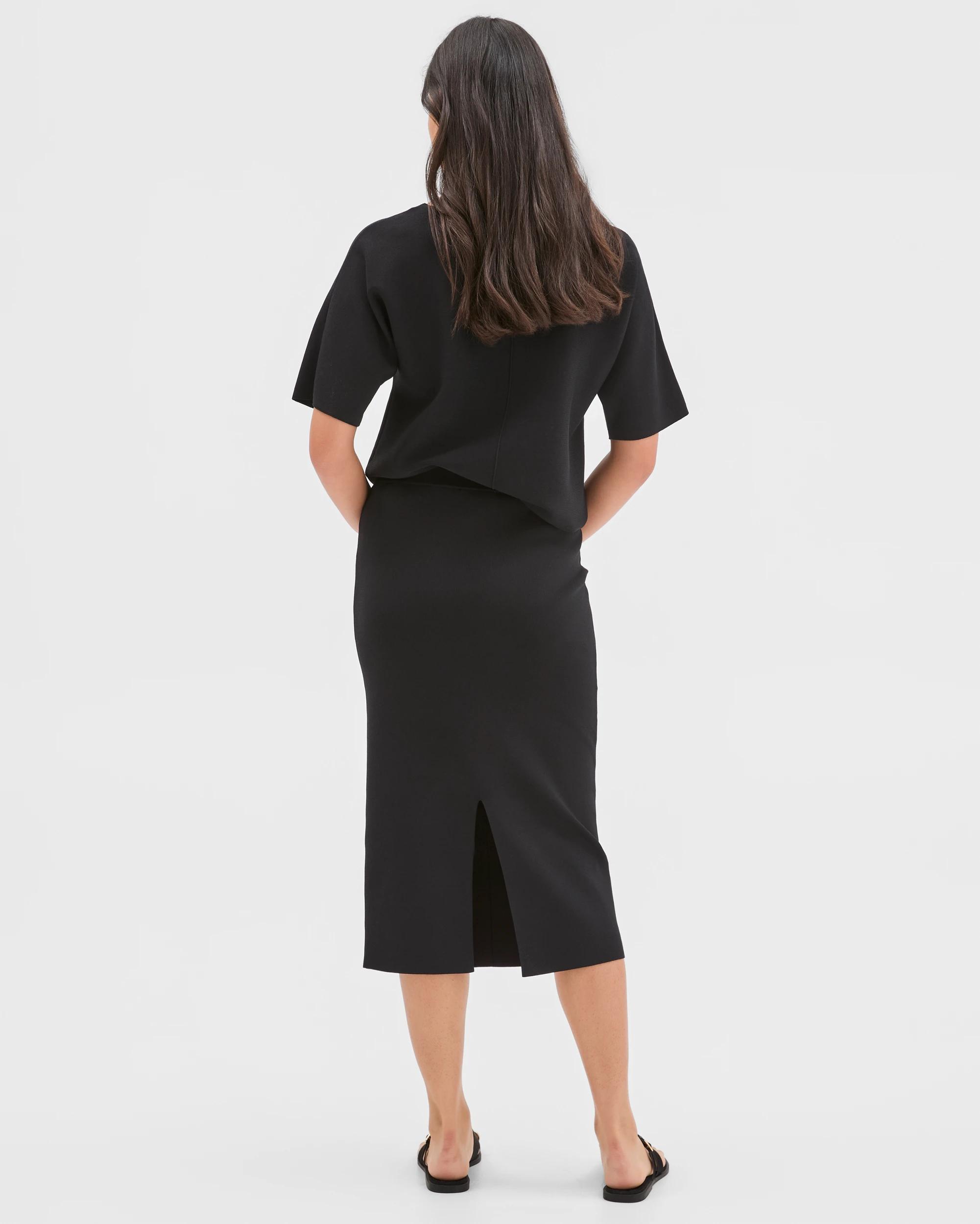 5 Preview Crepe Knit Pencil Skirt BLACK, 5 of 5