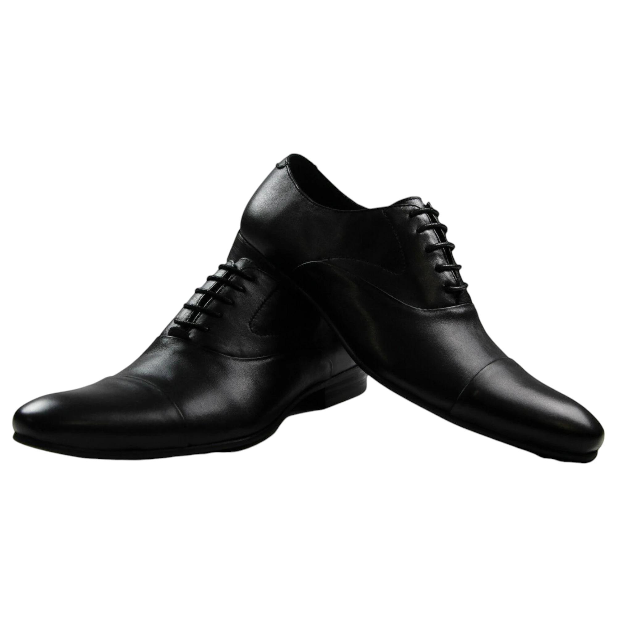 3 Zasel Mens Santos Leather Lace Up Work Formal Casual Dress Wedding Shoes BLACK, 3 of 3
