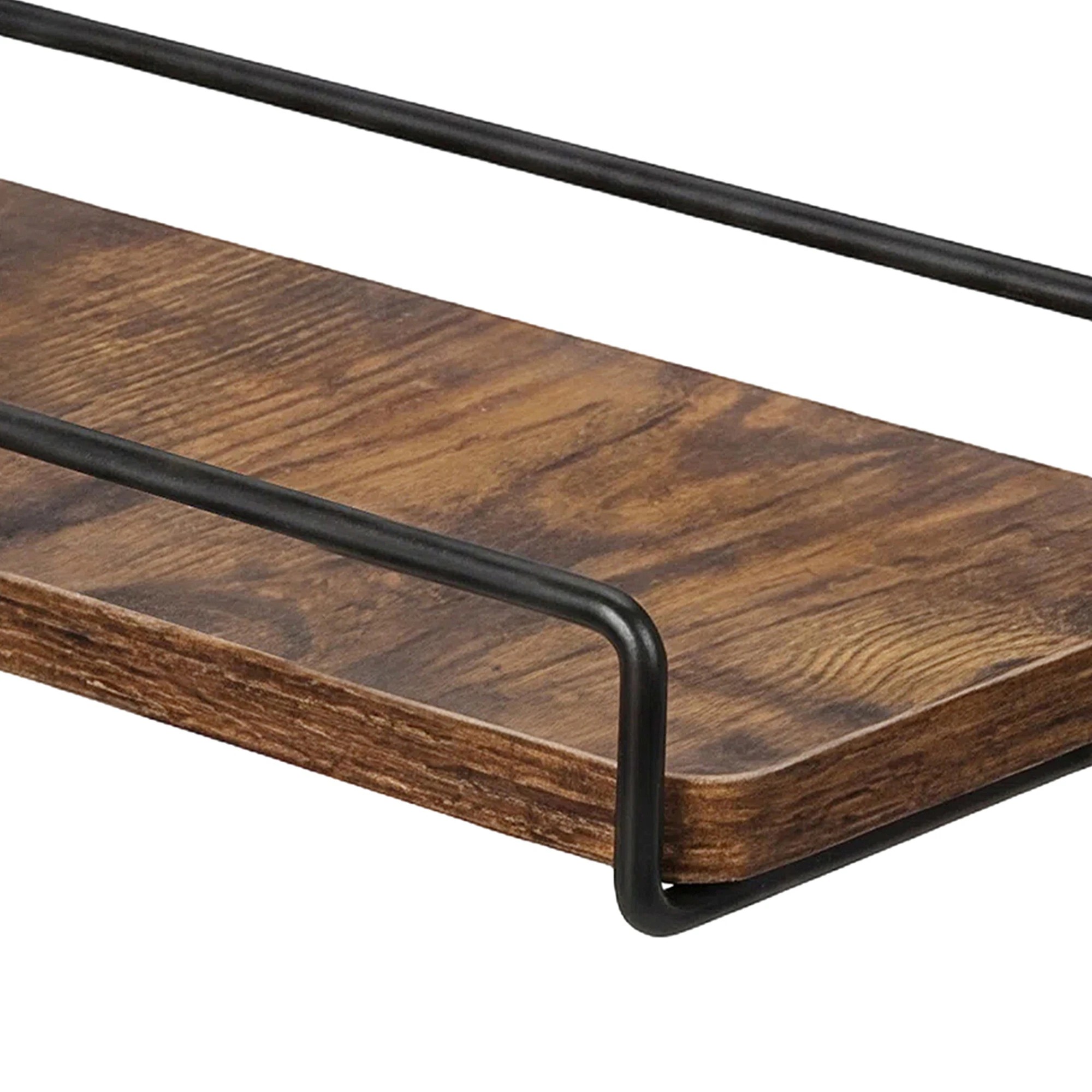 5 Levede Floating Shelves Set Of 2 L-Shaped Corner Shelves For WallRustic Brown And - Black, 5 of 5