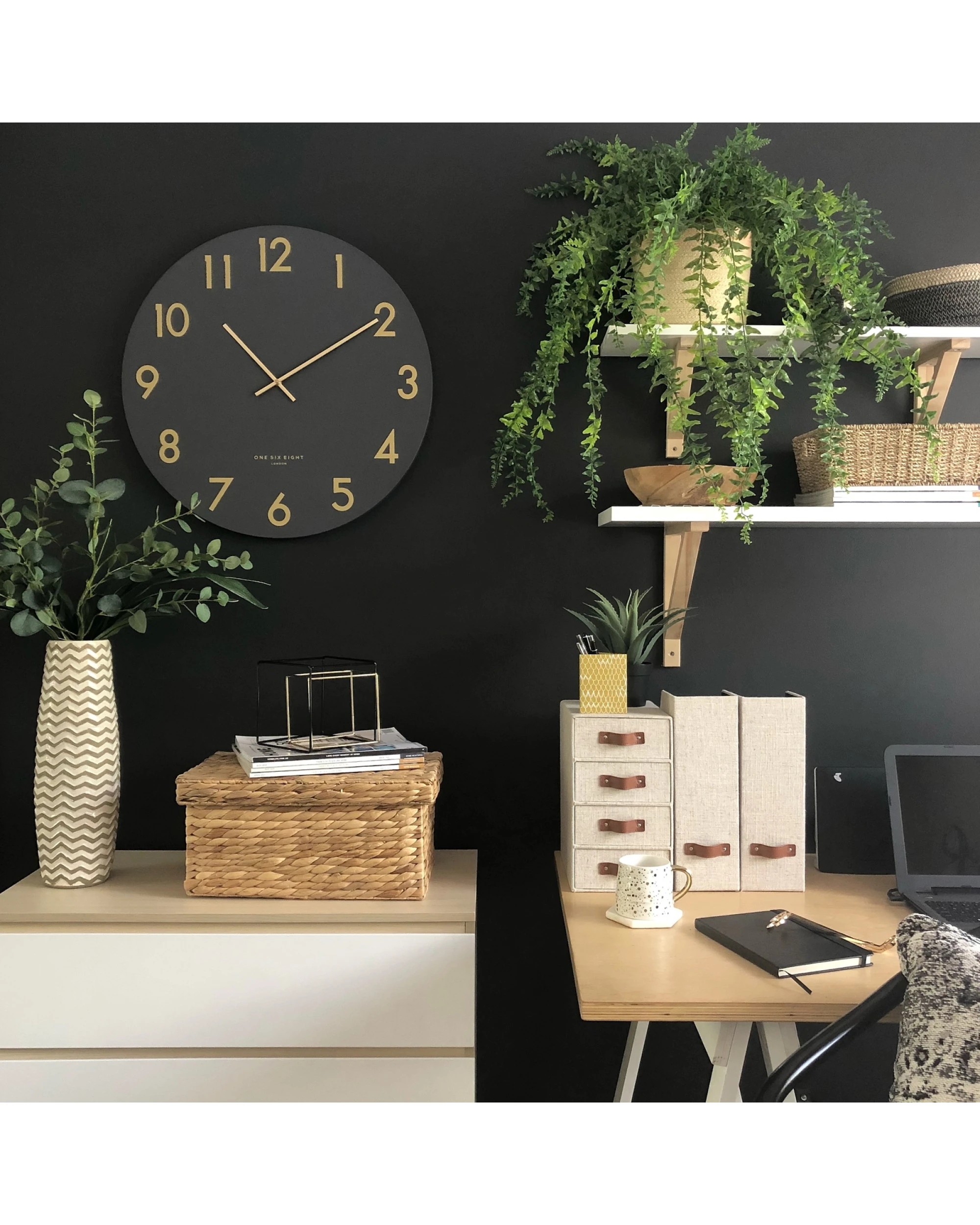 5 One Six Eight London Jones Silent Wall Clock - 40cm - Charcoal - Black, 5 of 5