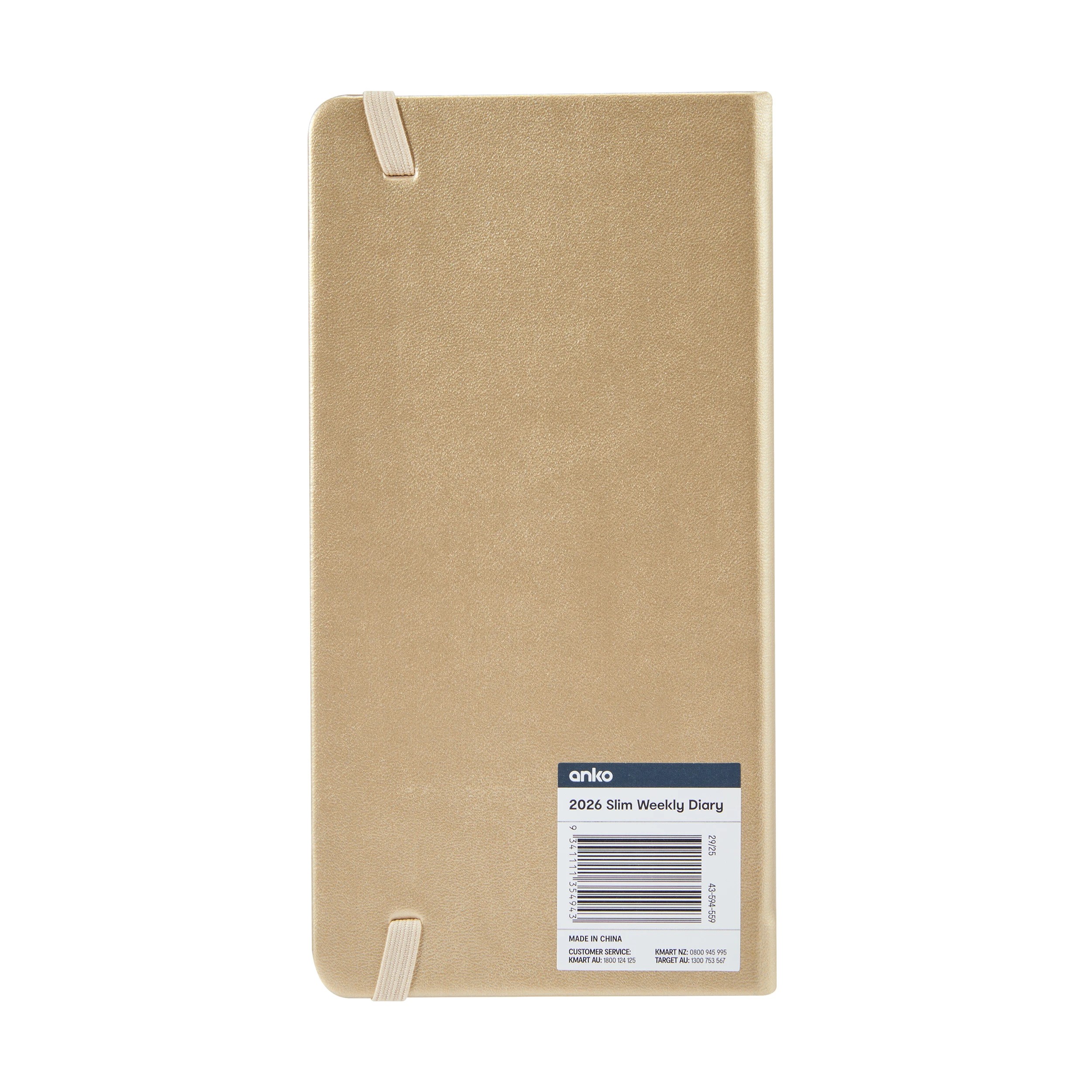 9 2026 Slim Weekly Diary - Brown, 9 of 9