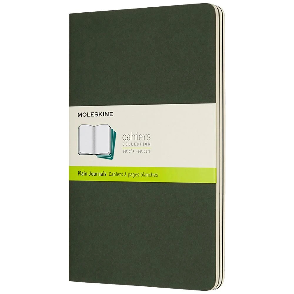 1 Moleskine Cahier Notebook Plain Large Myrtle Green 3 Pack, 1 of 5