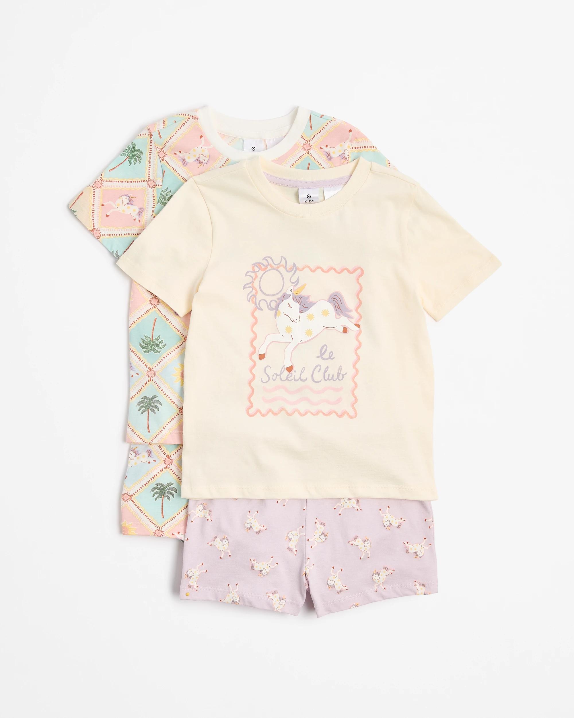 1 Target Australian Cotton Print Younger Girls Jersey Pyjama Set - 2 Pack UNICORN, 1 of 4