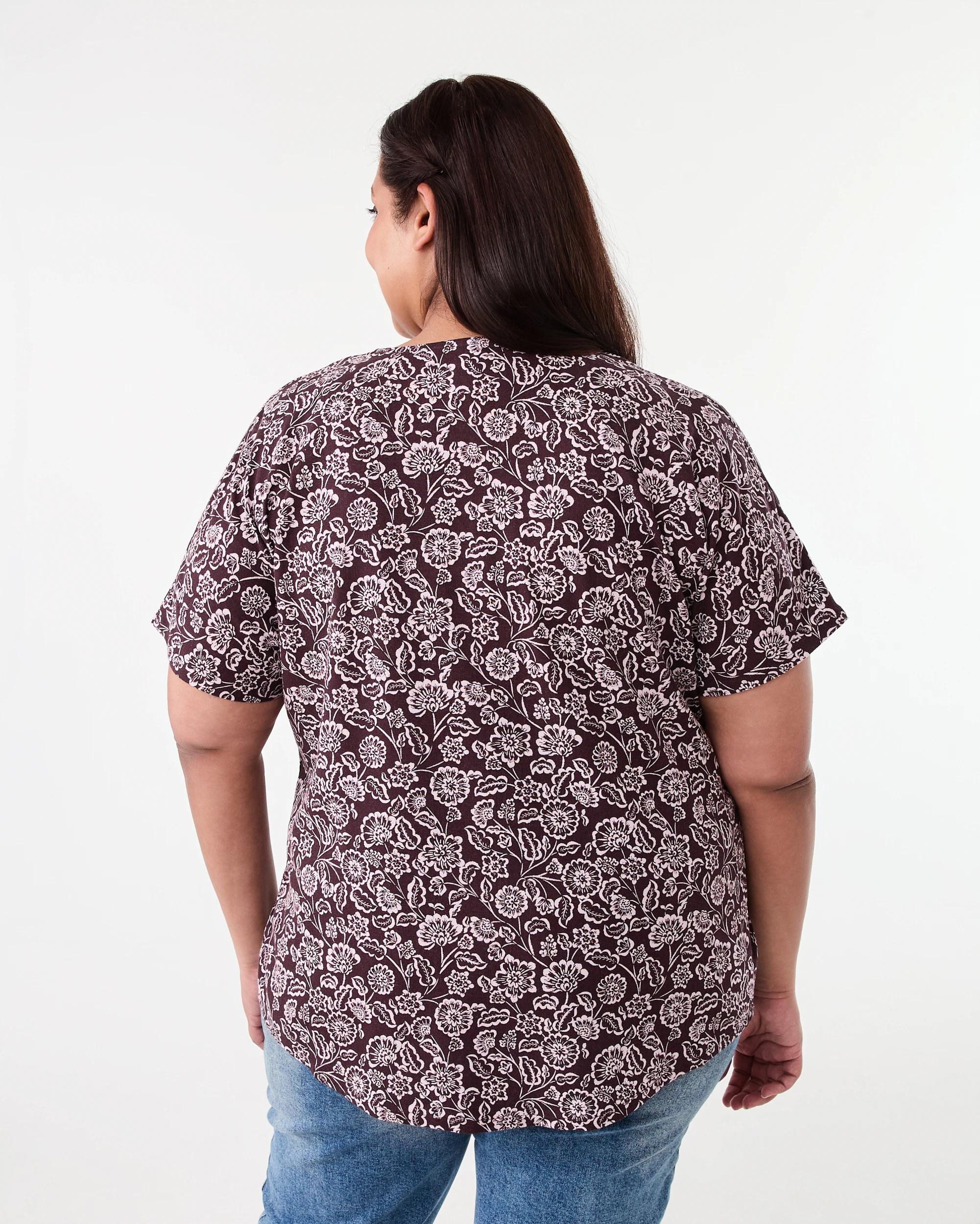 3 Curve Short Sleeve Woven Cuff Top Fdg Chintz, 3 of 6