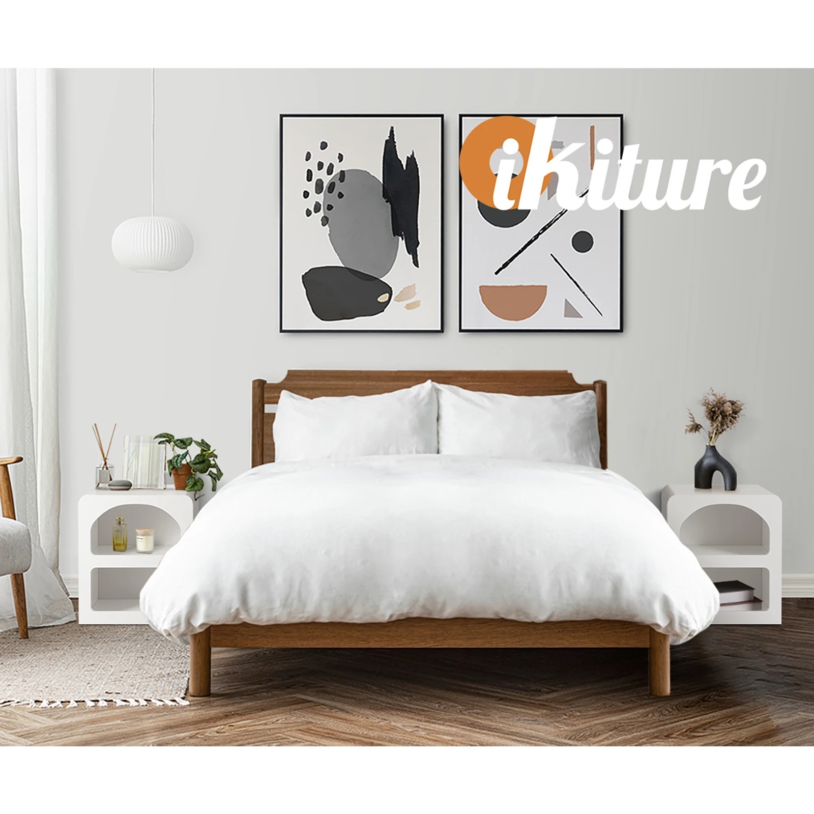 5 Oikiture Bedside Table Display Shelf Storage Cabinet Nightstand
 - White, 5 of 10