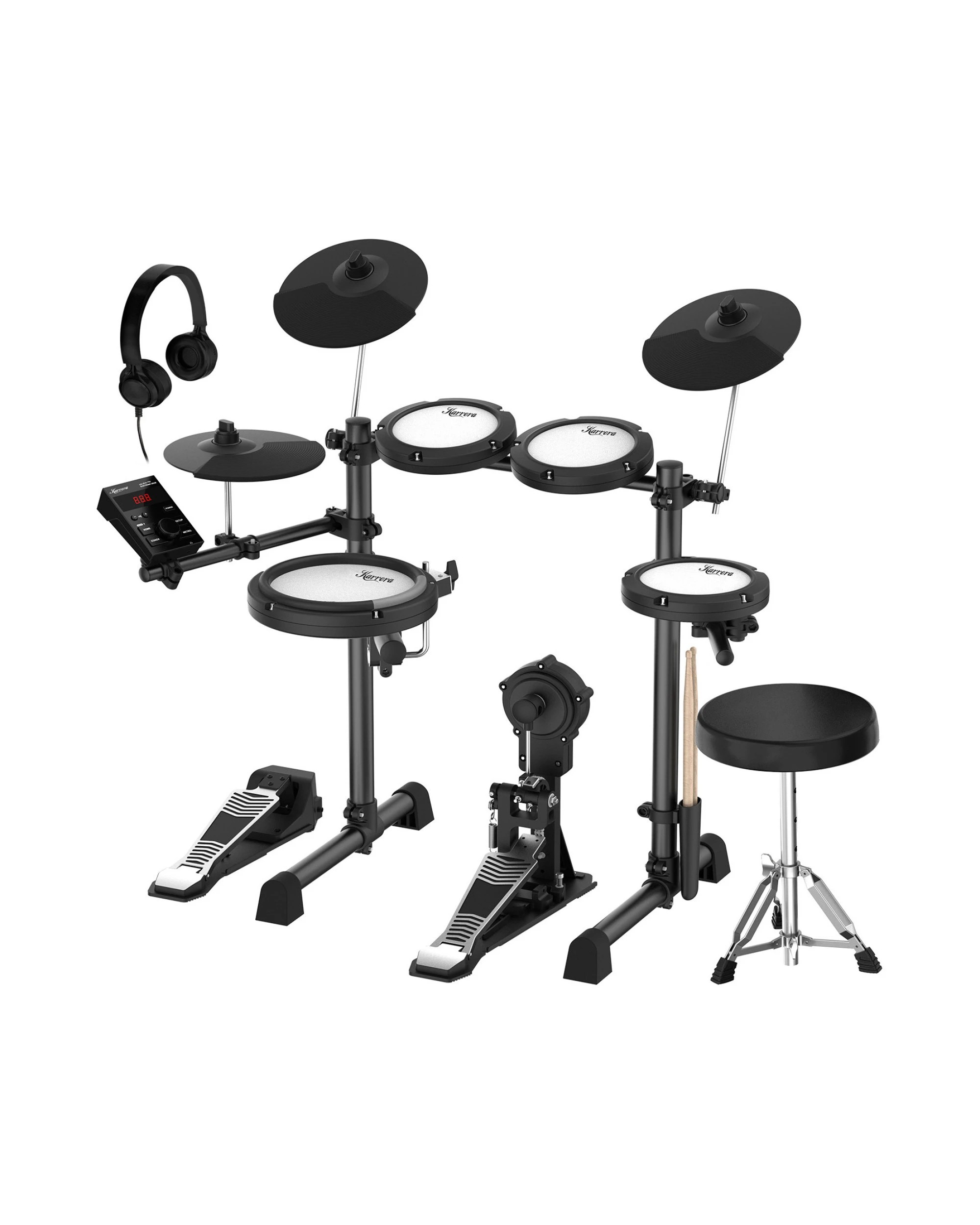 4 Karrera 18S Electronic Drum Kit Quiet Mesh Pads 8 Dual-Trigger Snare Bluetooth 300+ Sounds, 4 of 9