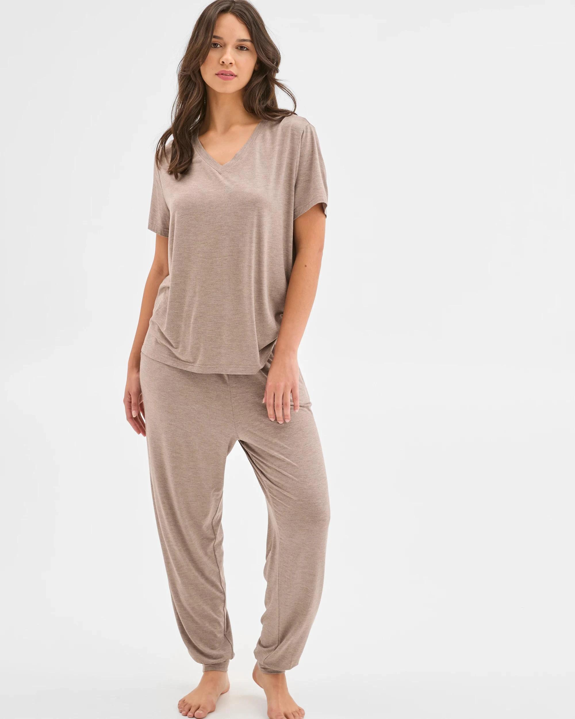 2 Target Woman Soft Comfort Bamboo V-Neck Sleep T-Shirt MUSHROOM, 2 of 6