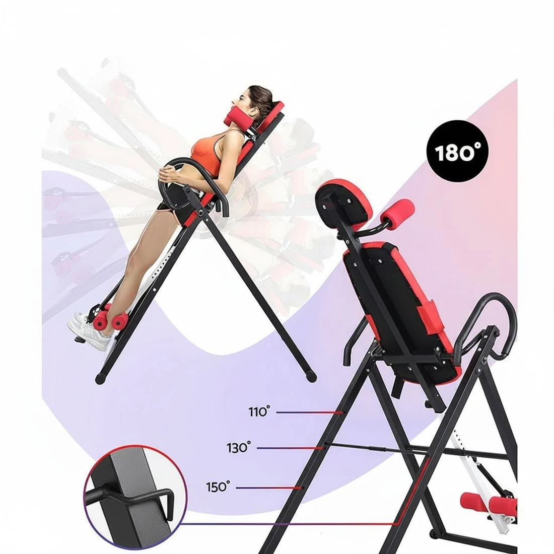 6 Everfit Inversion Table Gravity Exercise Inverter Back Stretcher Home Gym - Multi, 6 of 8