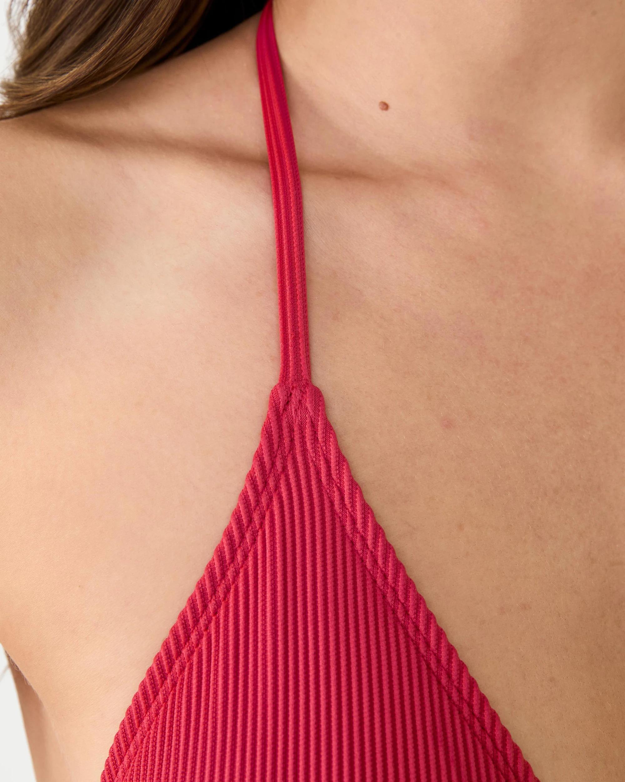 6 Ribbed Slide Triangle Bikini Top Red Pep, 6 of 7