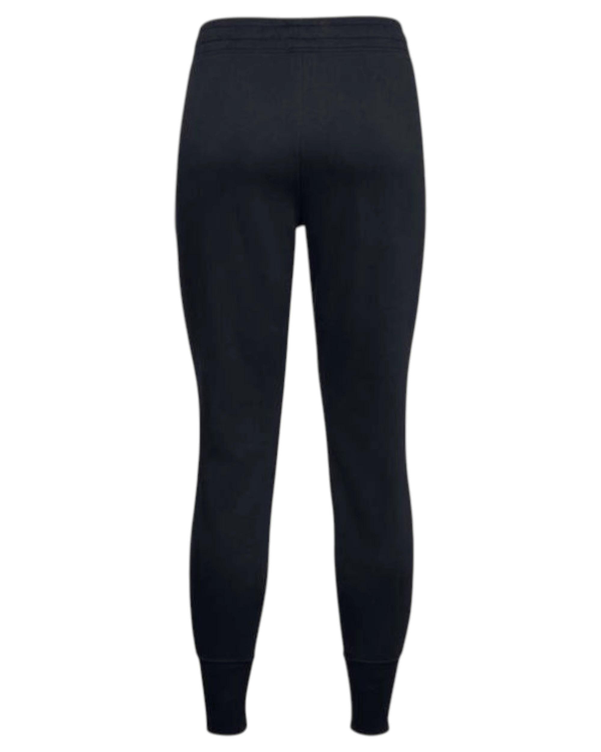 5 Under Armour Womens Black/ White Rival Fleece Joggers Athletic Trackies BLACK/ WHITE, 5 of 5