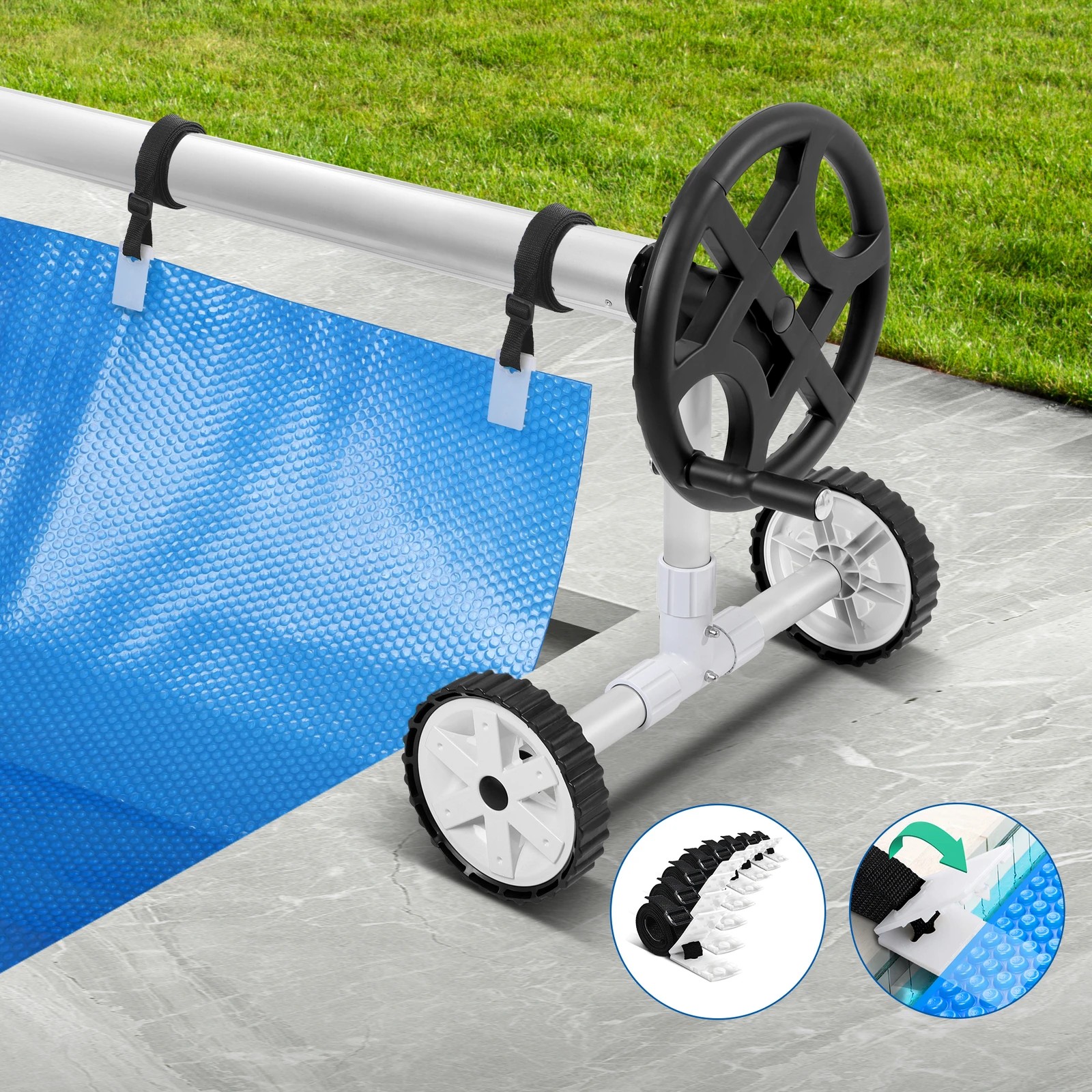 8 Alfordson Pool Cover 500 Micron 7X4M Solar Blanket Swimming 4.5M Roller - Silver, 8 of 9
