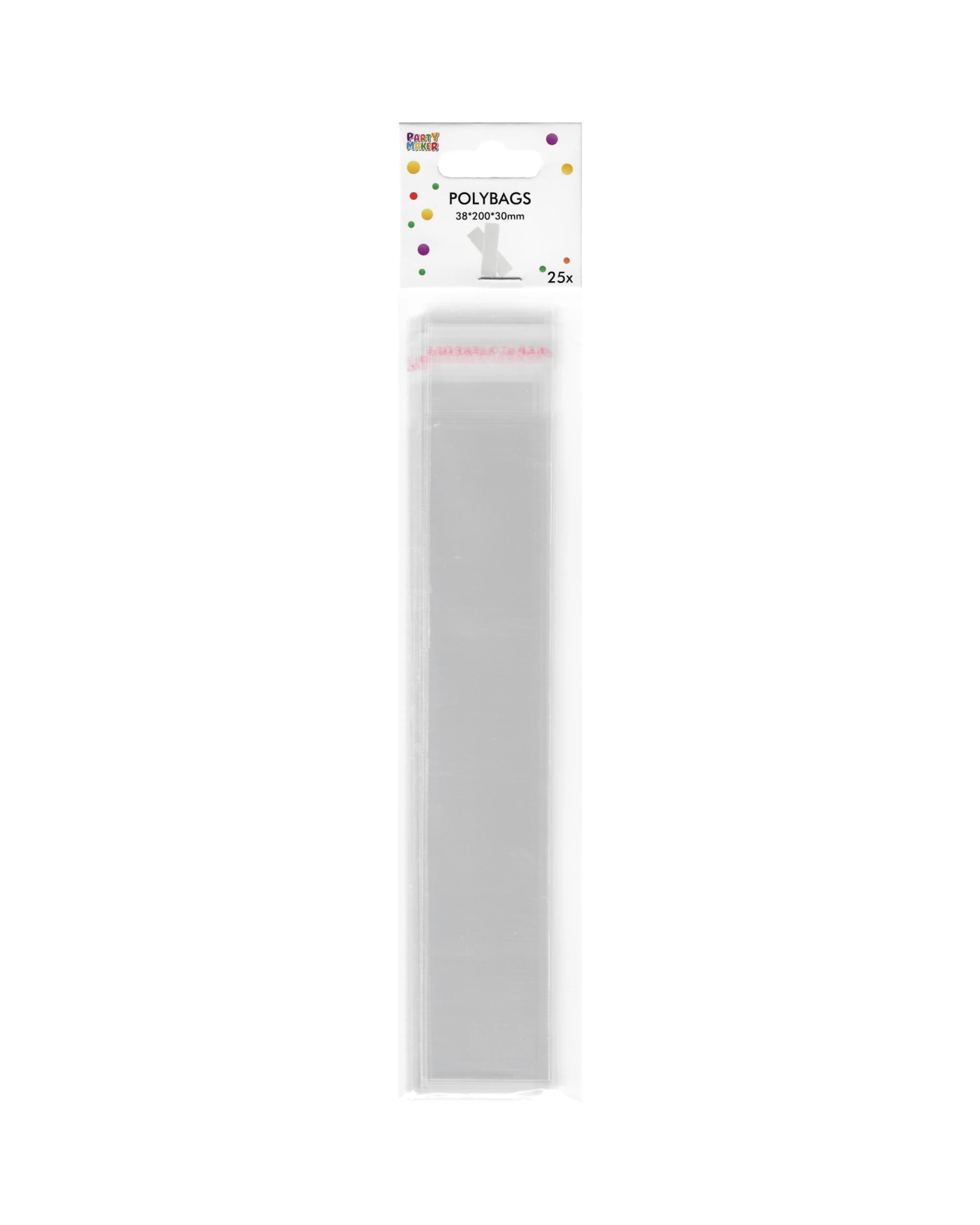 1 Party Maker Clear Cellophane Polybag Treat Tubes 3.8cm x 20cm Pack of 25, 1 of 3