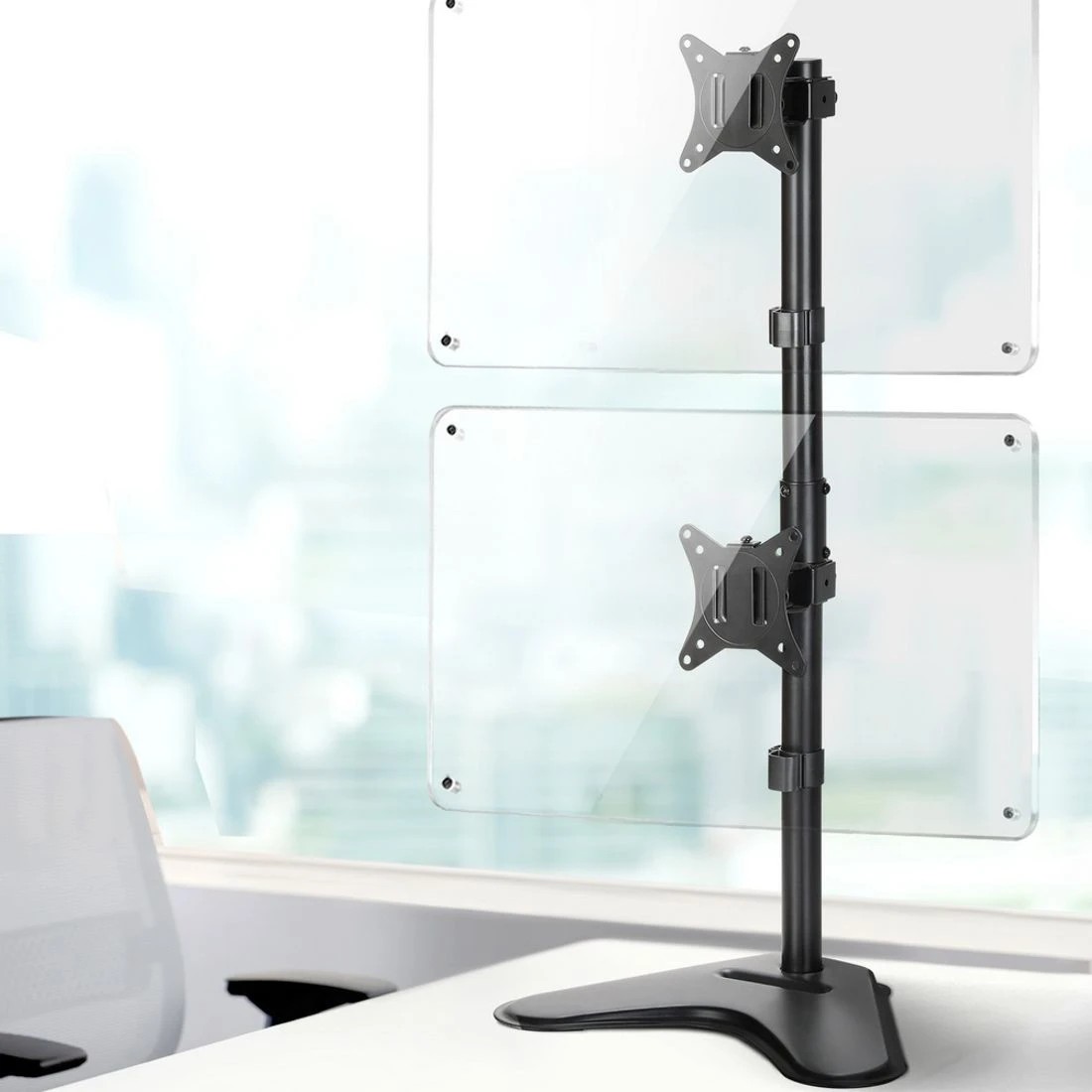 3 Artiss Monitor Arm Stand Dual Mount HD LED TV Bracket Holder Freestanding - Black, 3 of 7