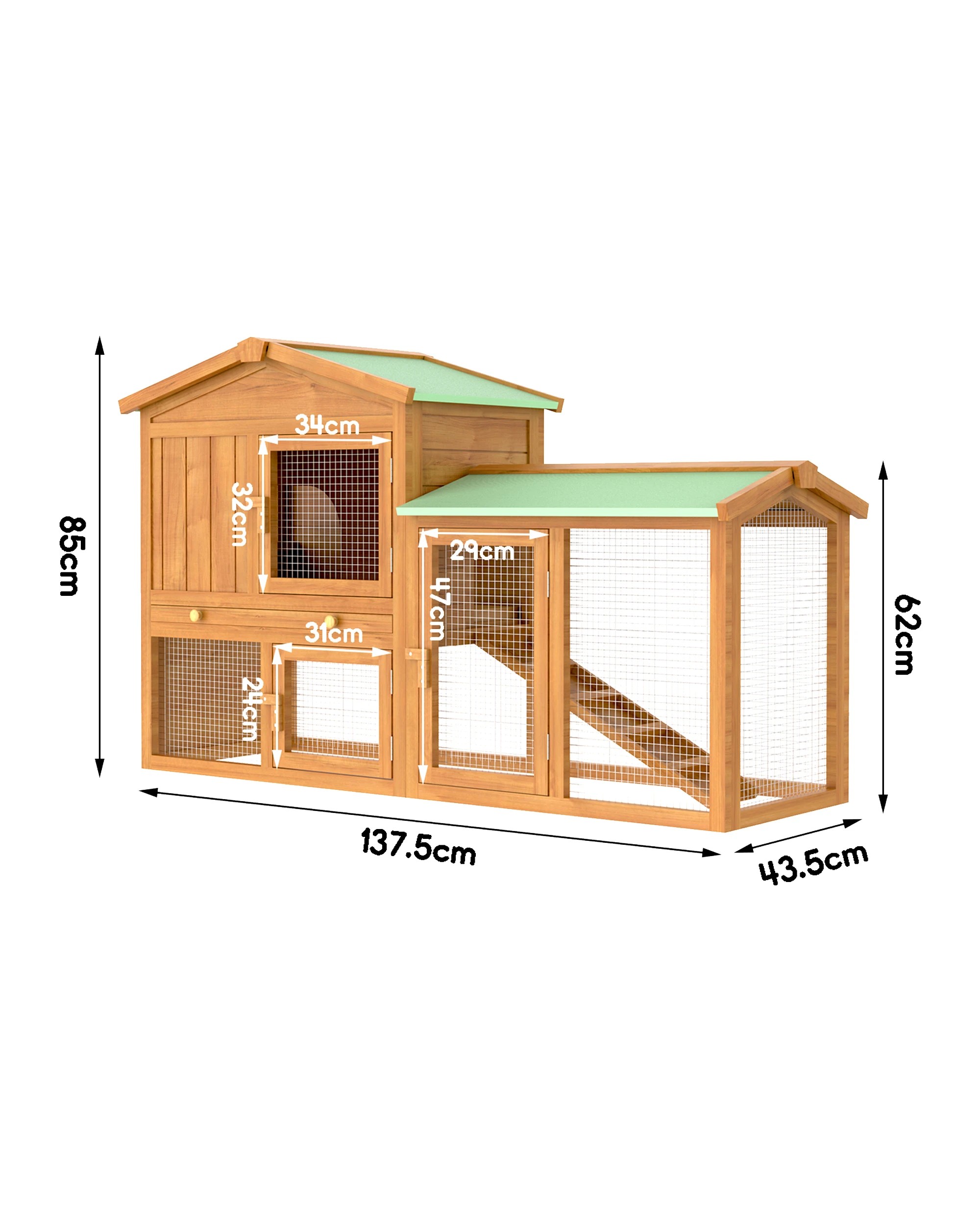 8 Advwin Chicken Coop Rabbit Hutch Large Wooden Run Bunny Cage, 8 of 8