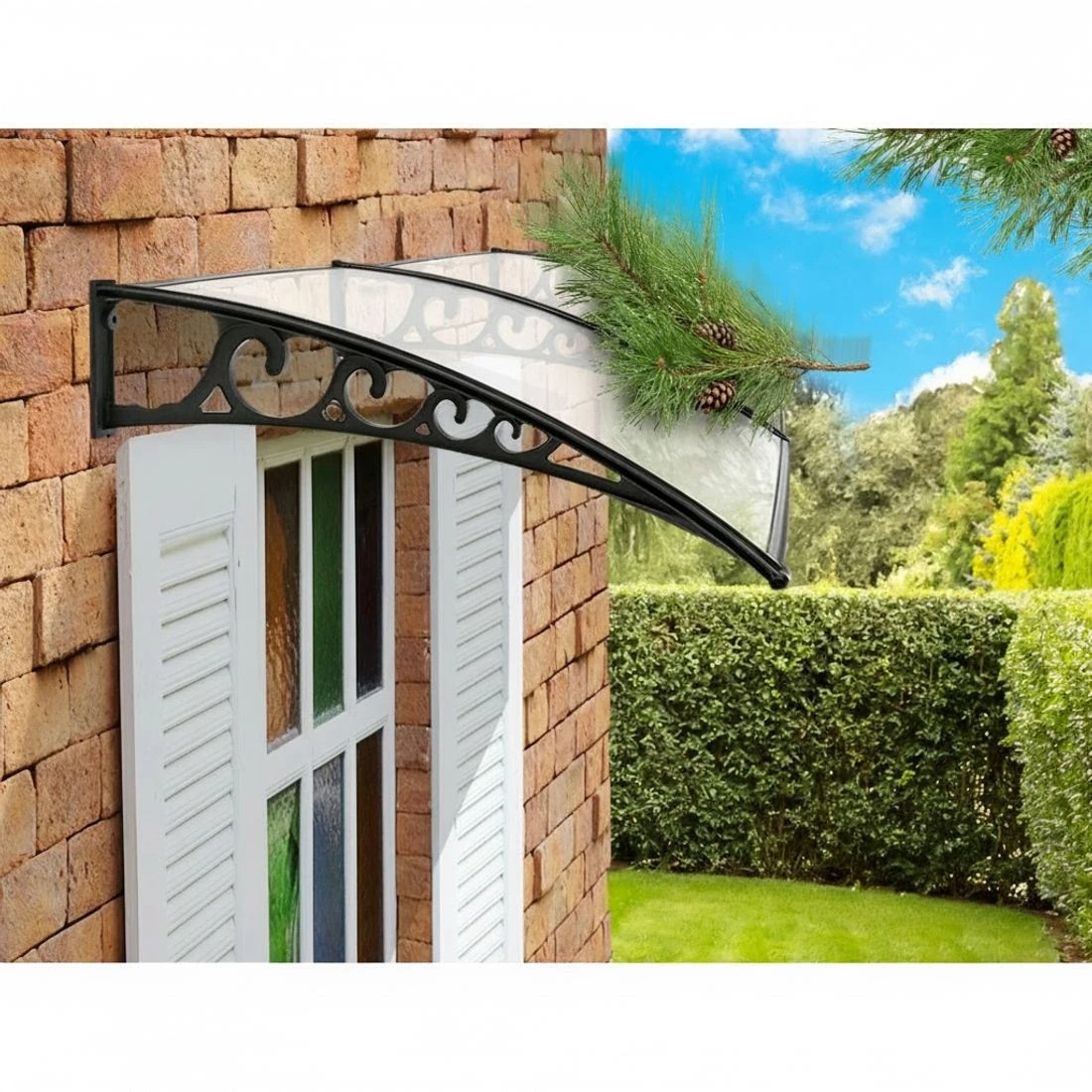 4 Instahut Window Door Awning 1mx2.4m Transparent - Clear, 4 of 7