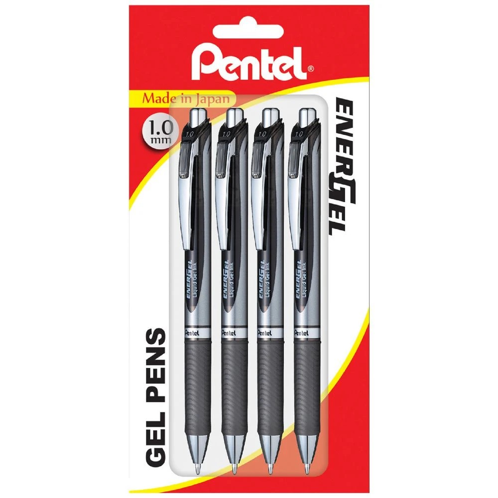 1 Pentel Energel BL80 Gel Pens 1mm Black 4 Pack, 1 of 2