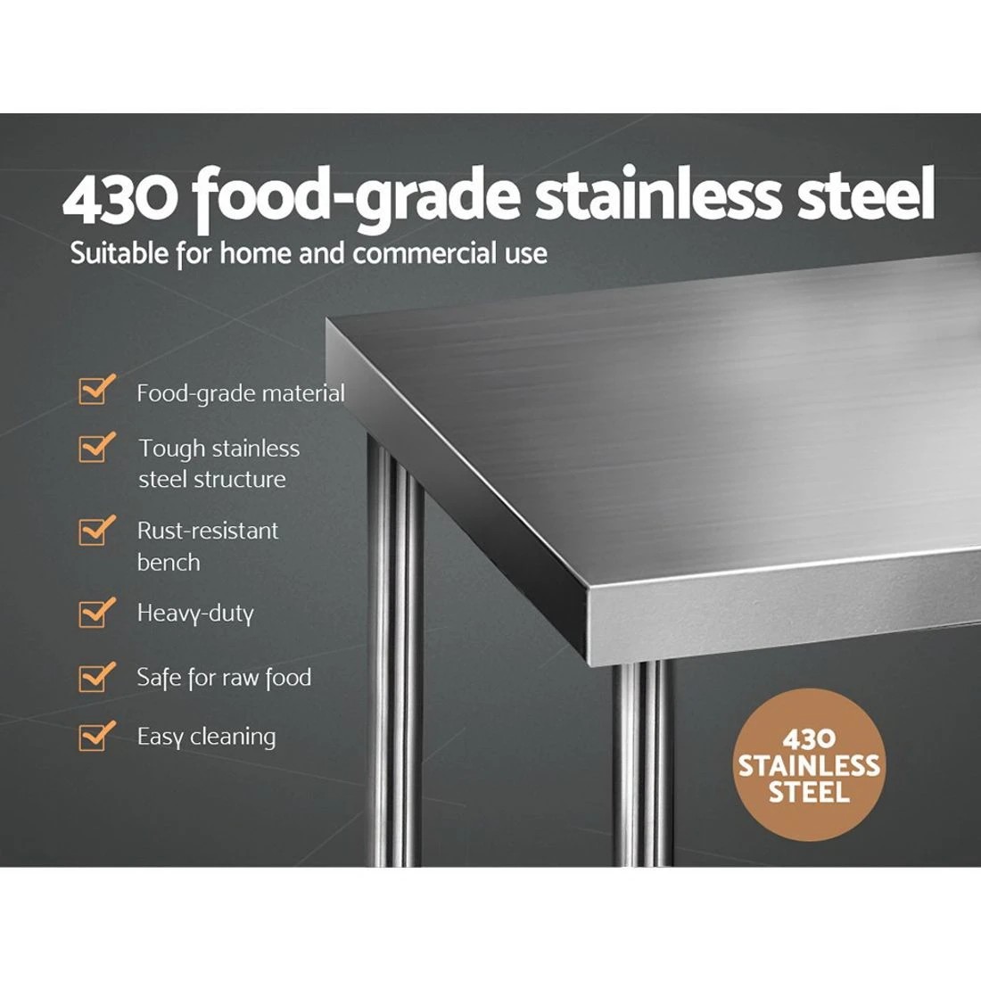 1 Cefito 760x760mm Stainless Steel Kitchen Bench - Silver, 1 of 5