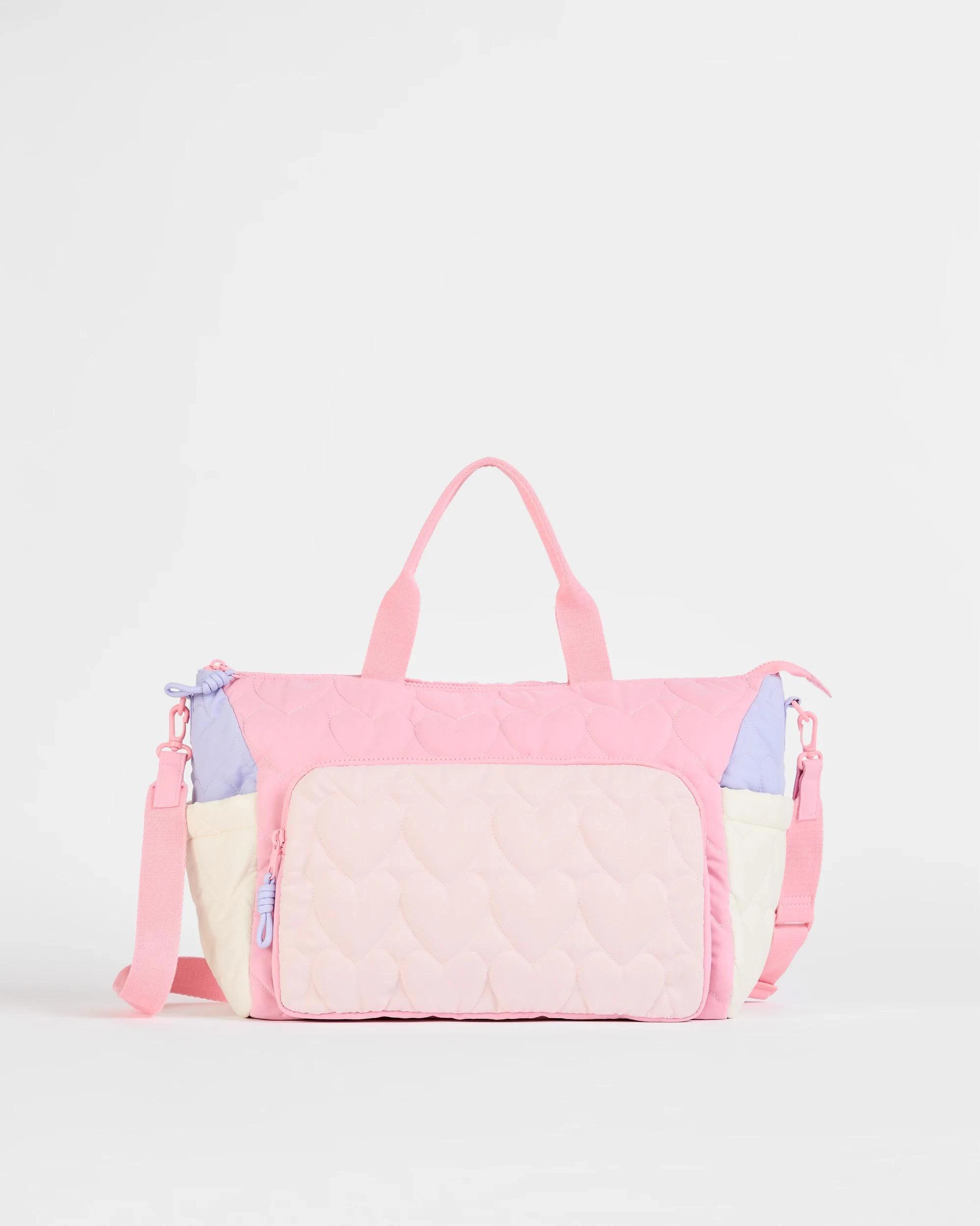 1 Target Kids Quilted Overnight Duffle Bag PINK HEARTS, 1 of 2