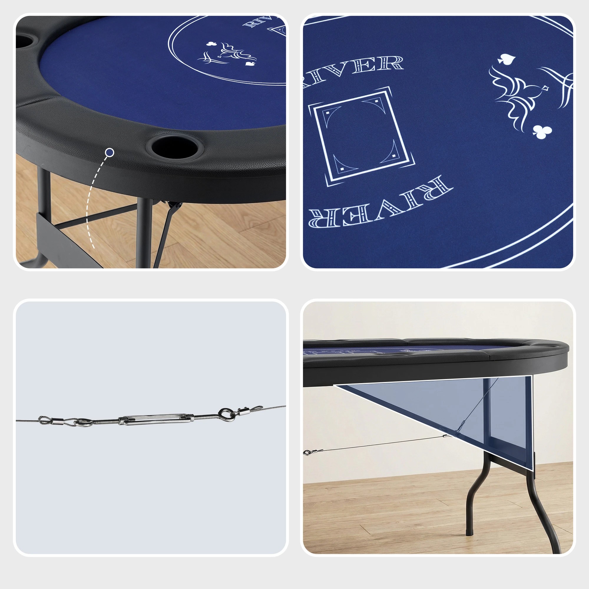 6 Everfit 8 Player 1.8m Folding Poker Table and 300pcs Chips Set Portable Card Game Layout - Multi, 6 of 8