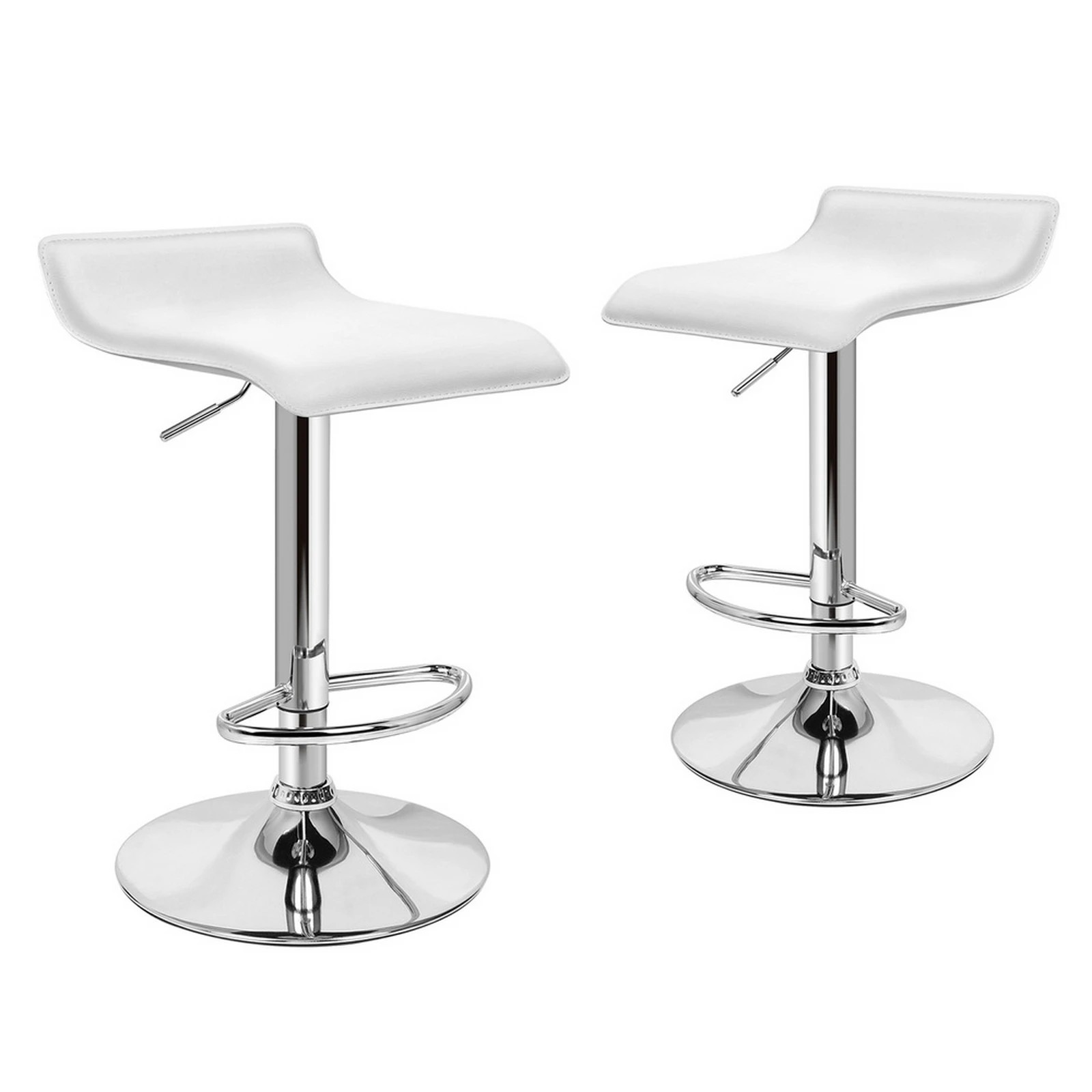1 Alfordson 2x Bar Stools Saxton Kitchen Swivel Chair Leather Gas Lift - White, 1 of 7