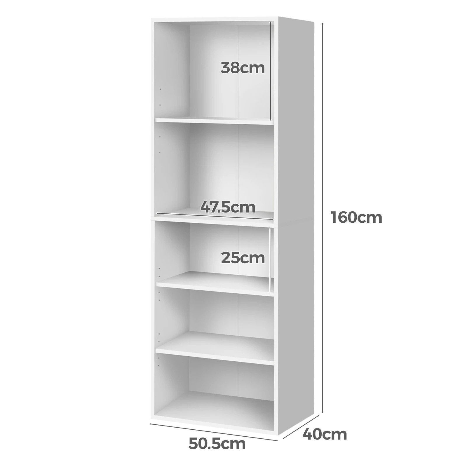 6 Alfordson Office Storage Cabinet 5 Shelves Bookcase Tallboy Bedroom - White, 6 of 9