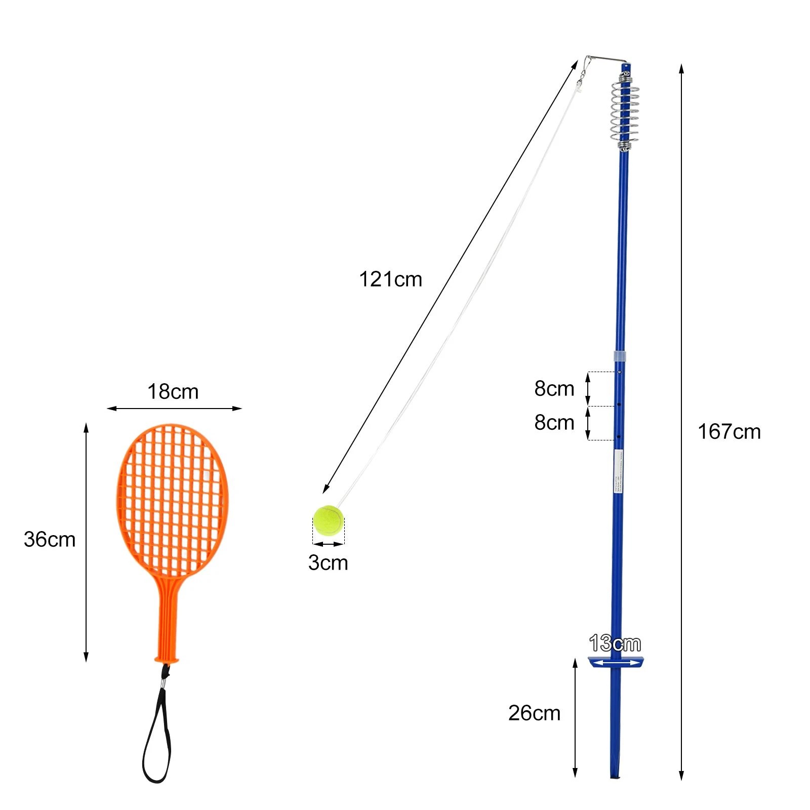 2 Costway Portable Tether Tennis Game Adjustable Tether Ball Set Outdoor Garden Lawn Training Game, 2 of 2