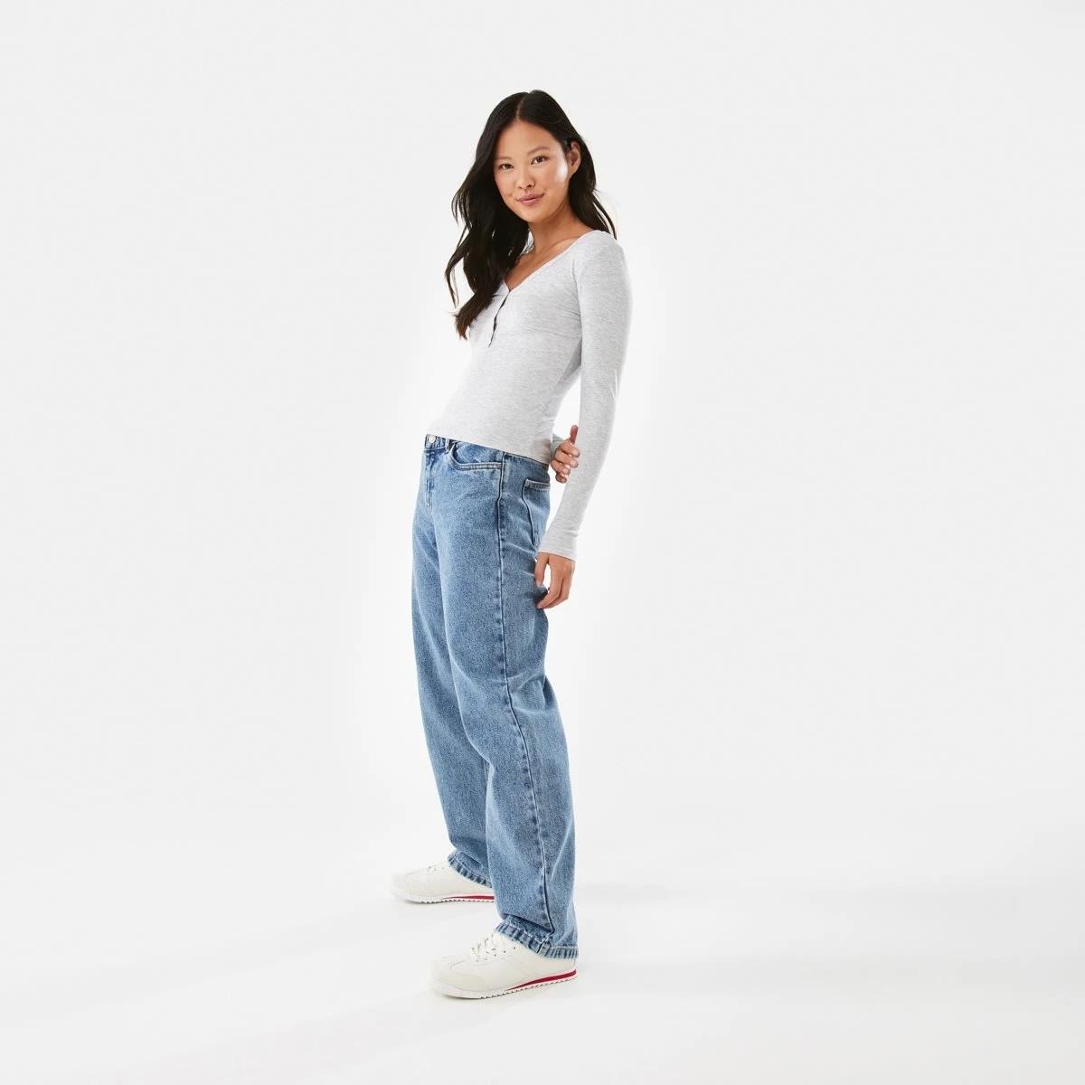 5 Long Sleeve Rib Henley Top Slvr Marle, 5 of 8