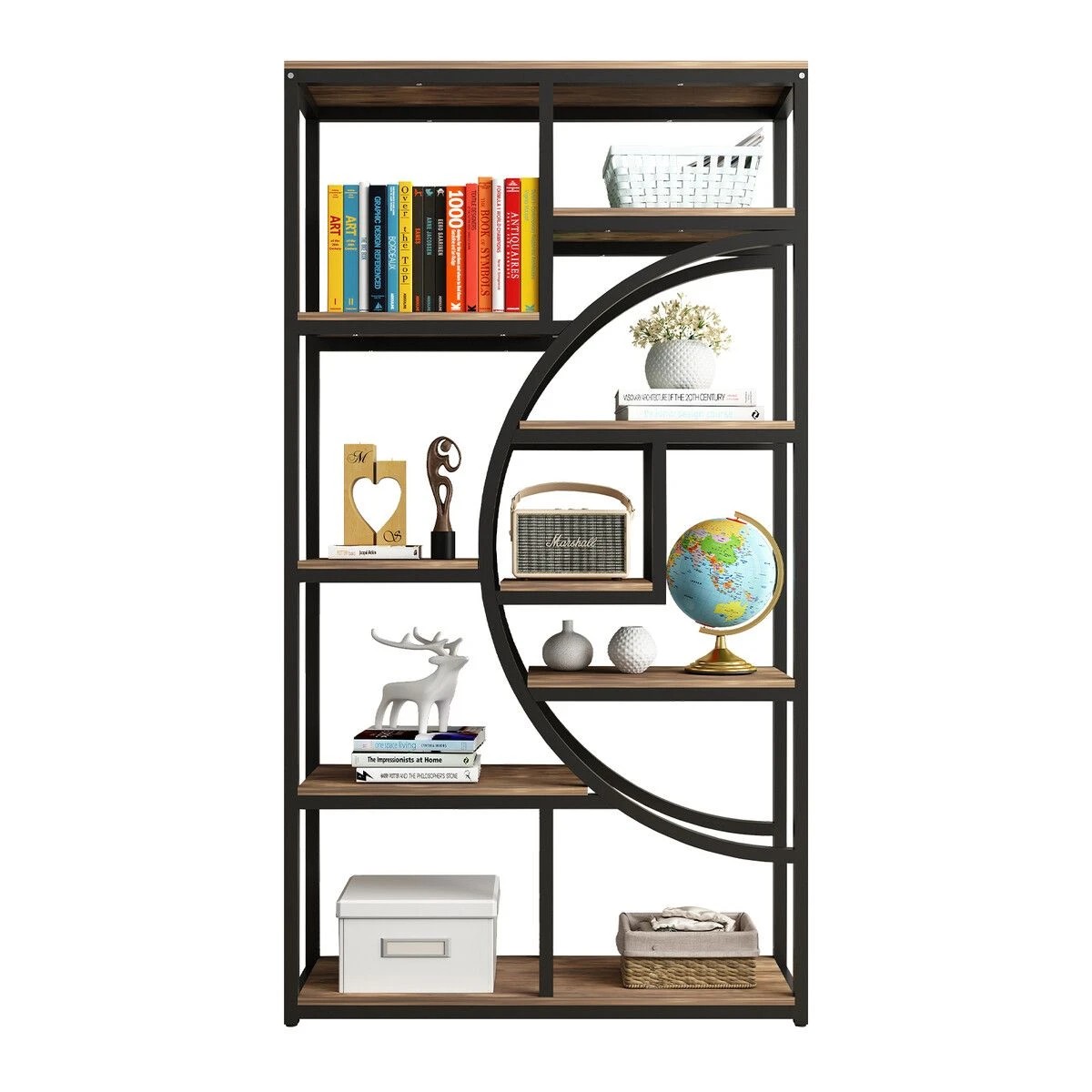 1 LUXSUITE Bookshelf Display Tier Shelf CD DVD Photo Storage Black, 1 of 6