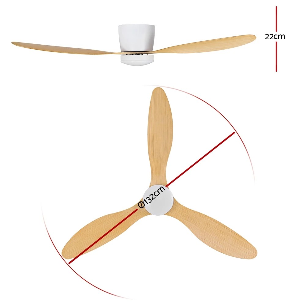 2 Devanti 52'' Ceiling Fan DC Motor w/Light w/Remote - Beige, 2 of 6