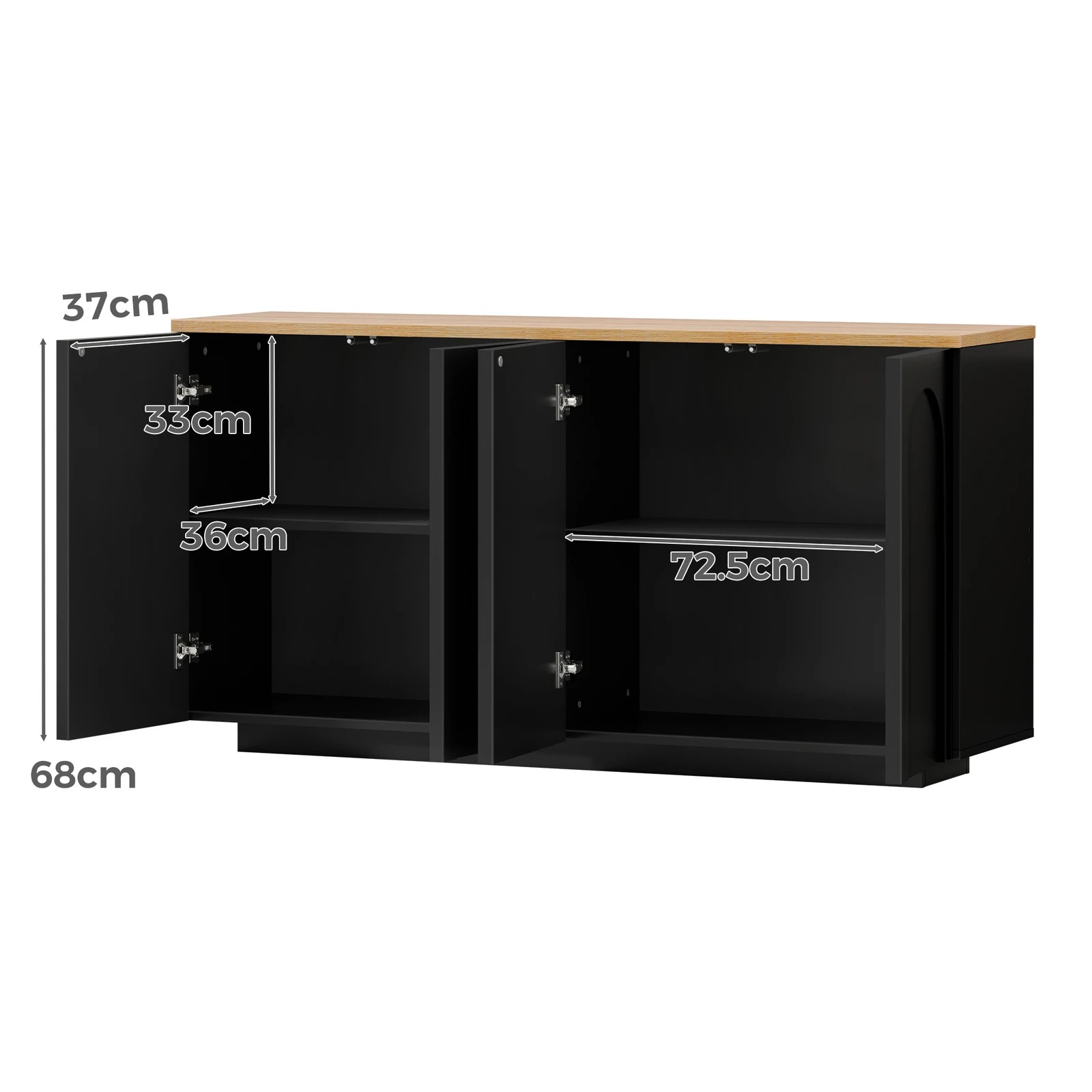 10 Alfordson Buffet Sideboard Cupboard Storage Cabinet Kitchen Pantry Doors - Black, 10 of 10