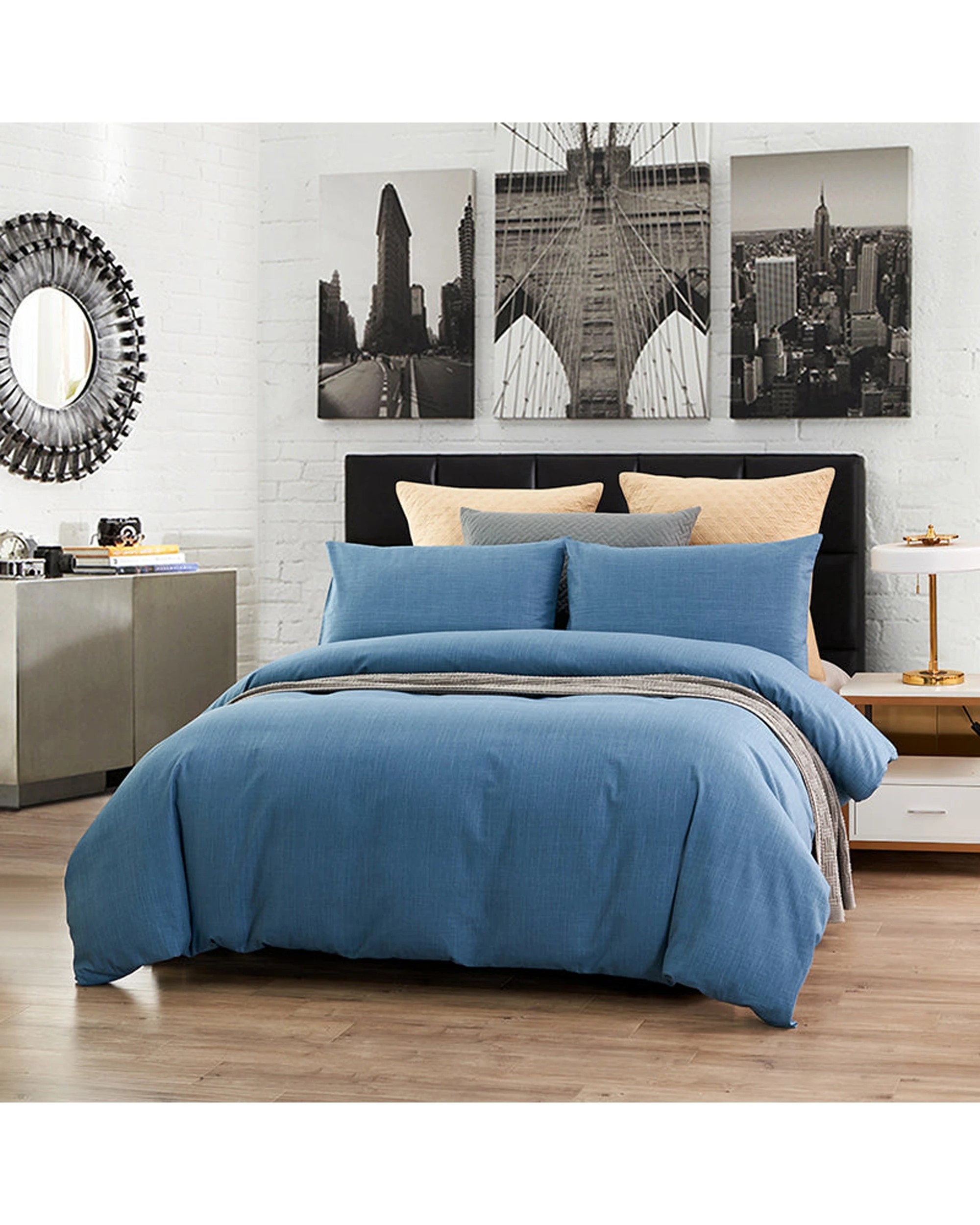2 Cotton More 100% Slub Cotton Quilt Doona Duvet Cover Set Queen - Blue, 2 of 7
