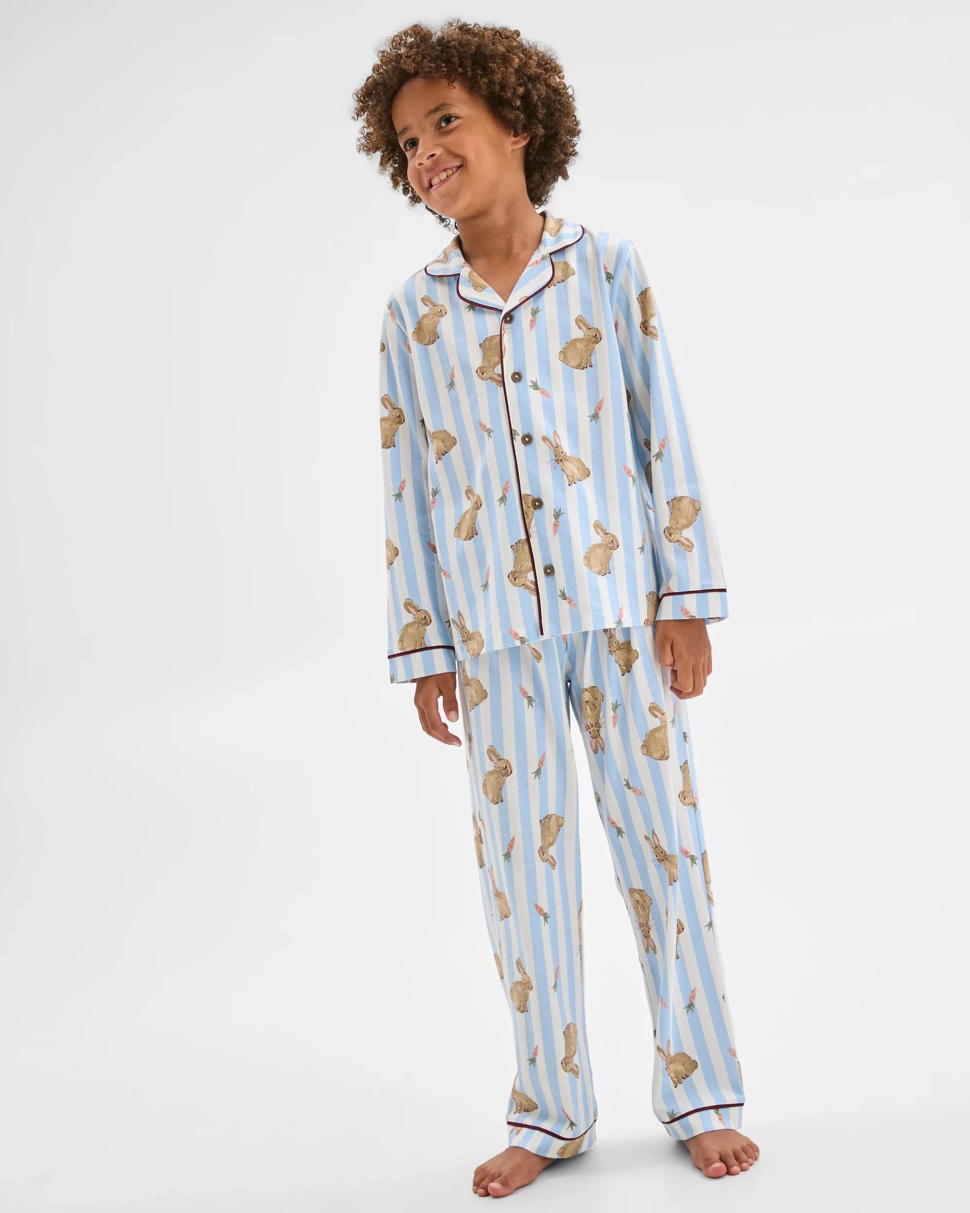 6 Target Kids Family Matching Australian Cotton Easter Older Kids Pyjama Set - Bunny Stripe BUNNY BLUE, 6 of 10