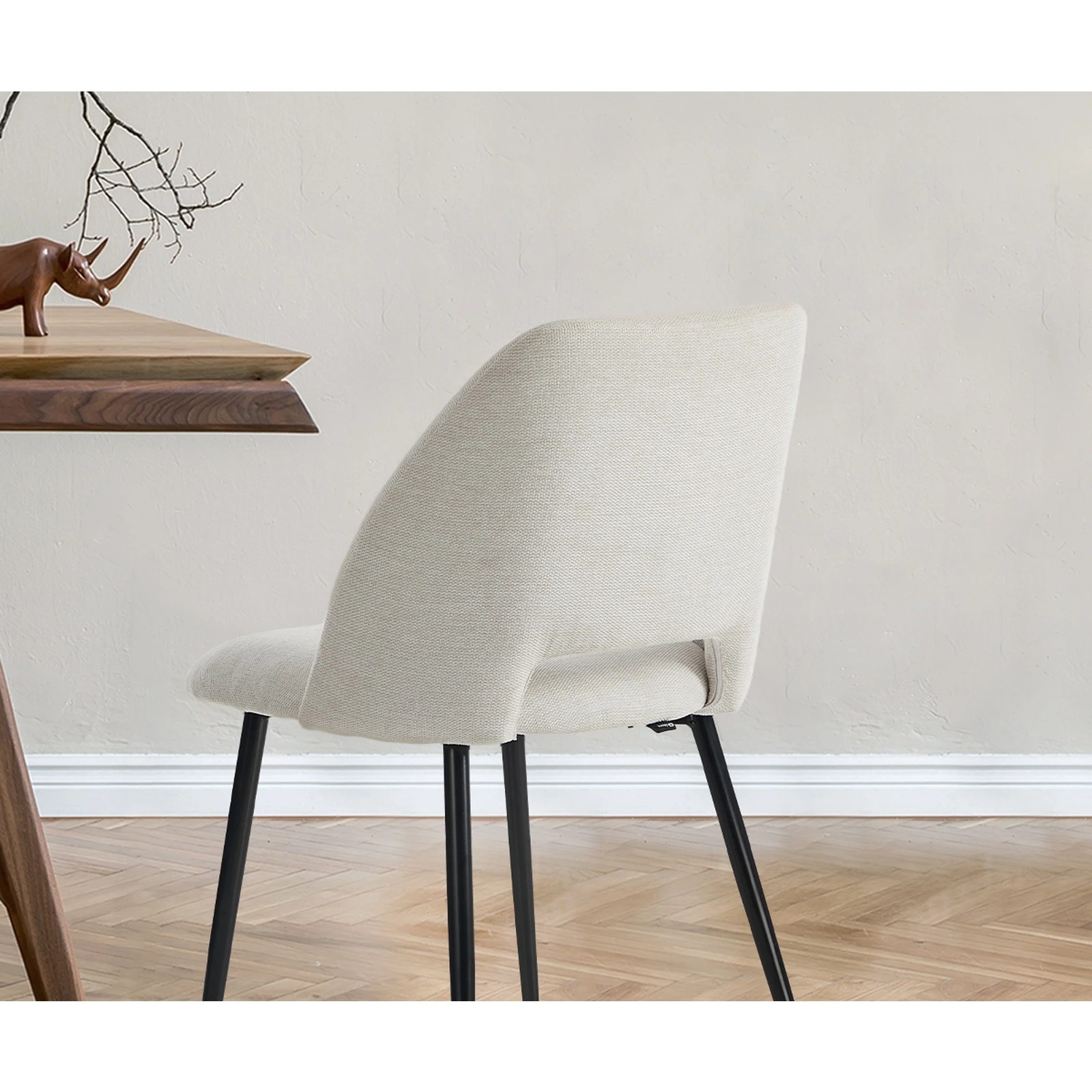 5 Oikiture 2x Dining Chair Accent Chairs Linen Fabric - Beige, 5 of 9