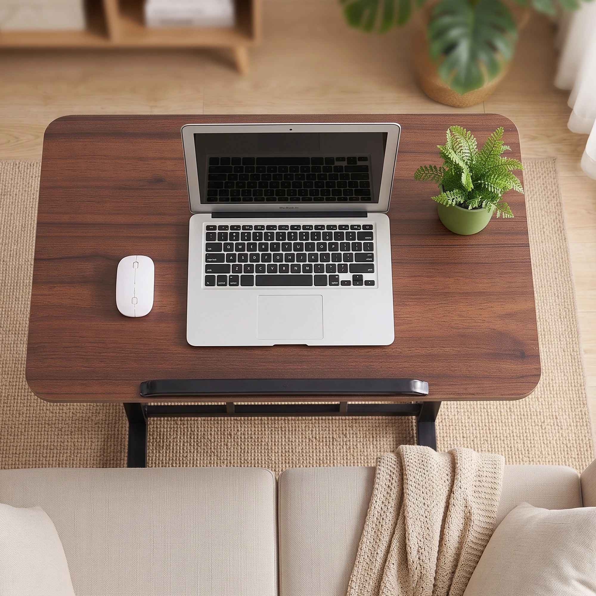 7 Artiss Adjustable Laptop Desk Mobile Bedside Table Hidden Storage - Natural, 7 of 10
