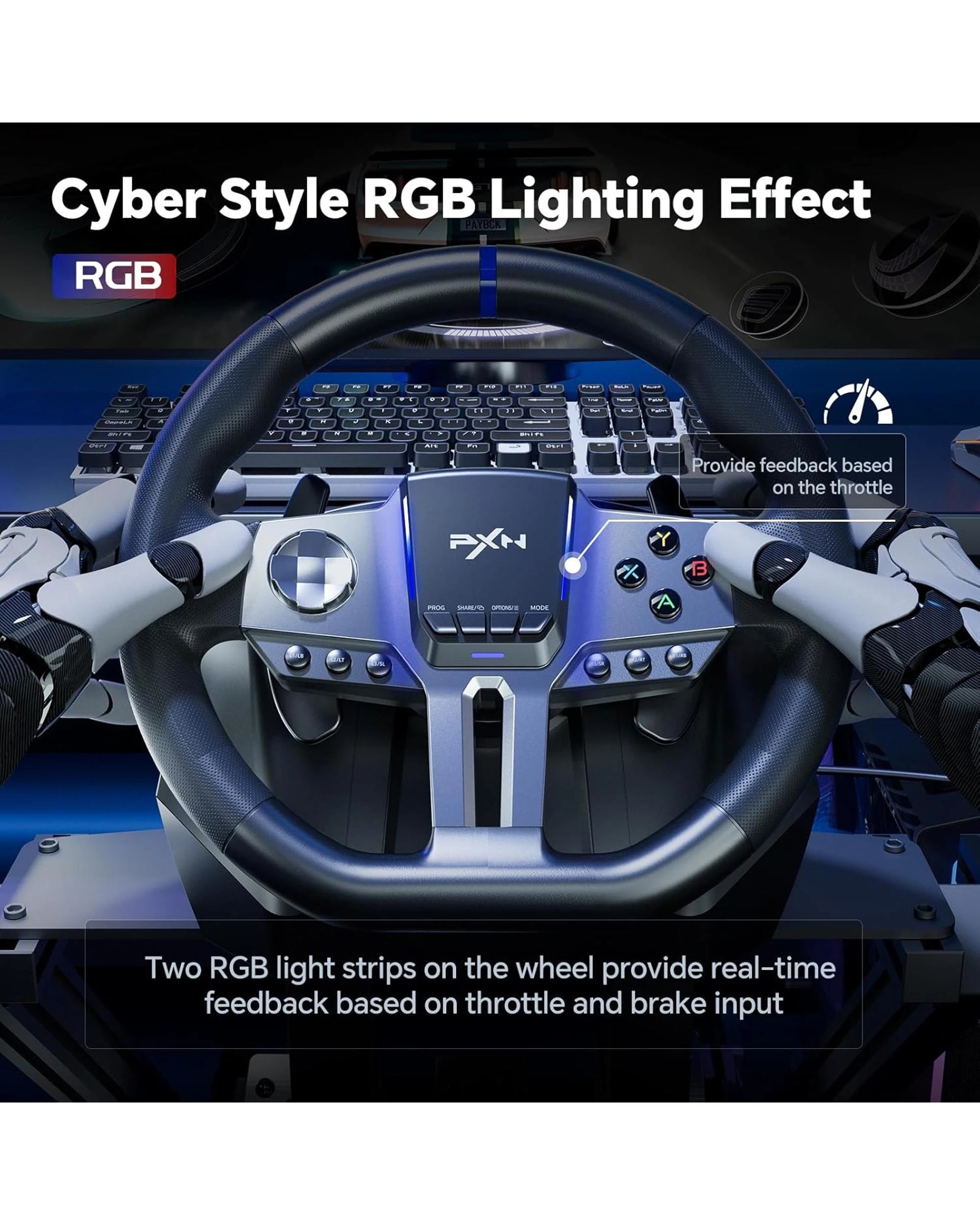 5 PXN Electronic Technology Co PXN V9 GEN2 Wheel Racing - Black, 5 of 7