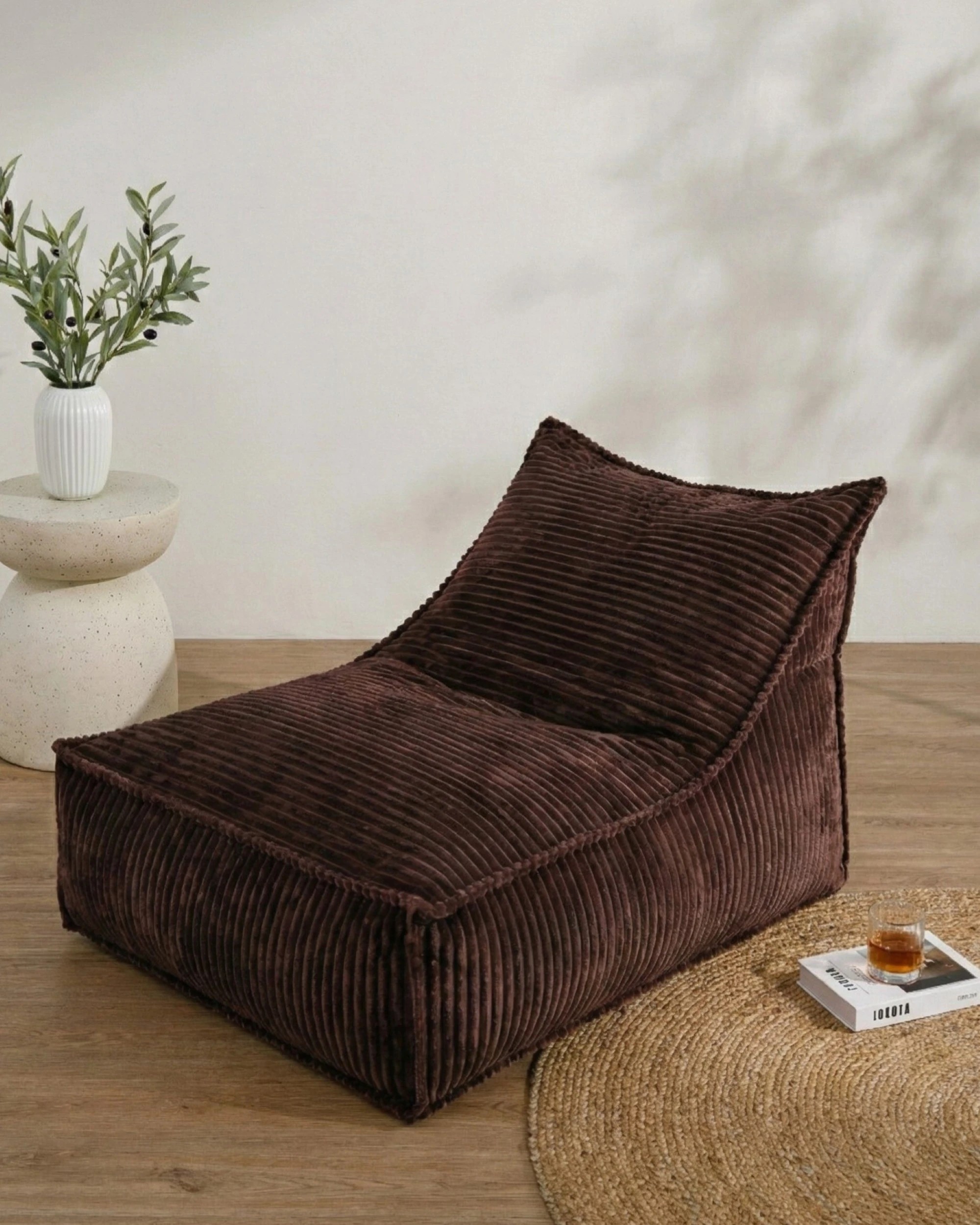 7 Cadence & Co. Wilde Ribbed Luxe Fleece Bean Bag Lounge Cover - Chestnut Brown, 7 of 7