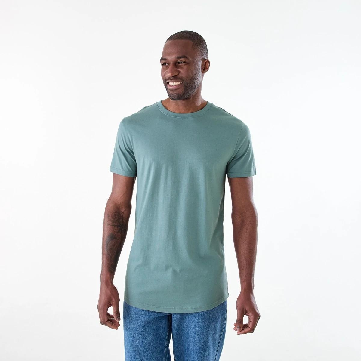 1 Australian Grown Cotton Longline T-shirt STORMY, 1 of 6