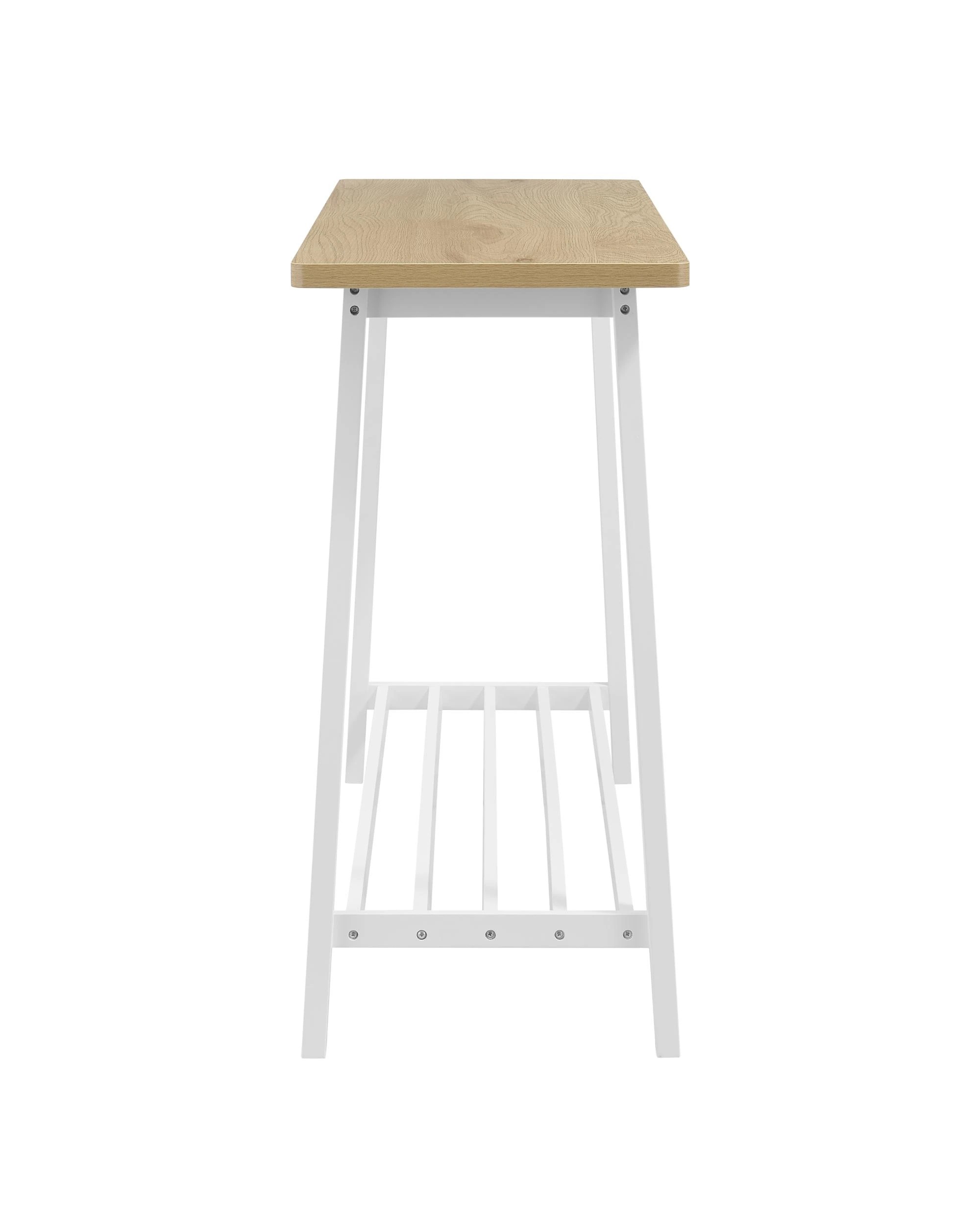 5 Kodu Console Hallway Entryway Table with Shelf, Oak Look Top - White, 5 of 9